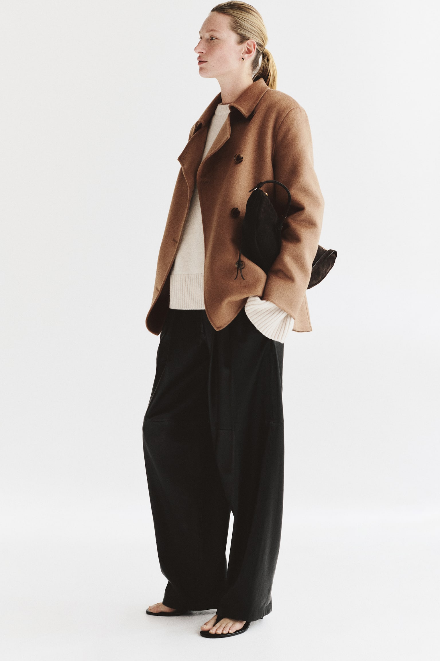 Женское пальто H&M Handmade Wool-Blend, цвет: Тёмный бежевый — фото 7