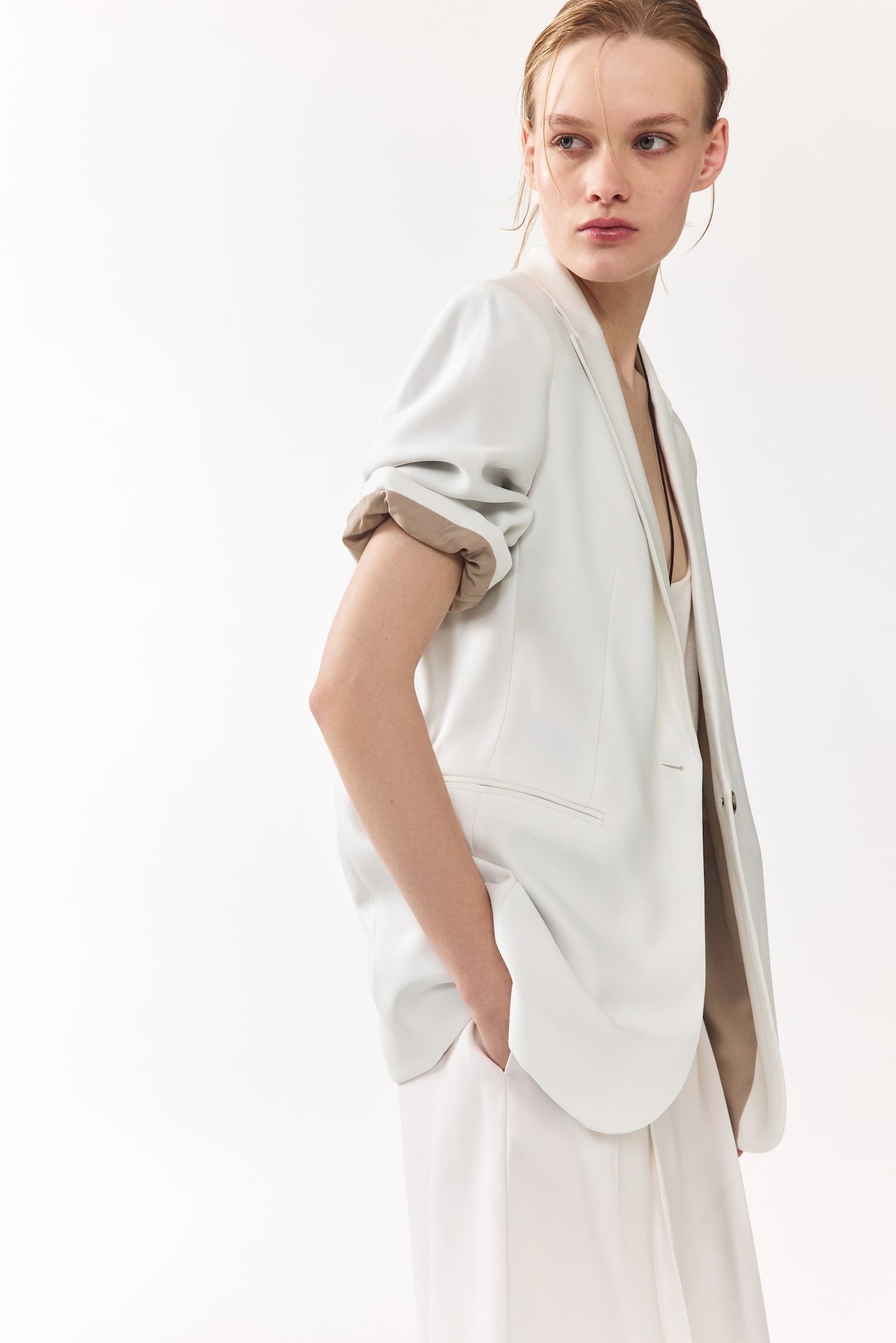 Short-sleeved blazer-White - 7