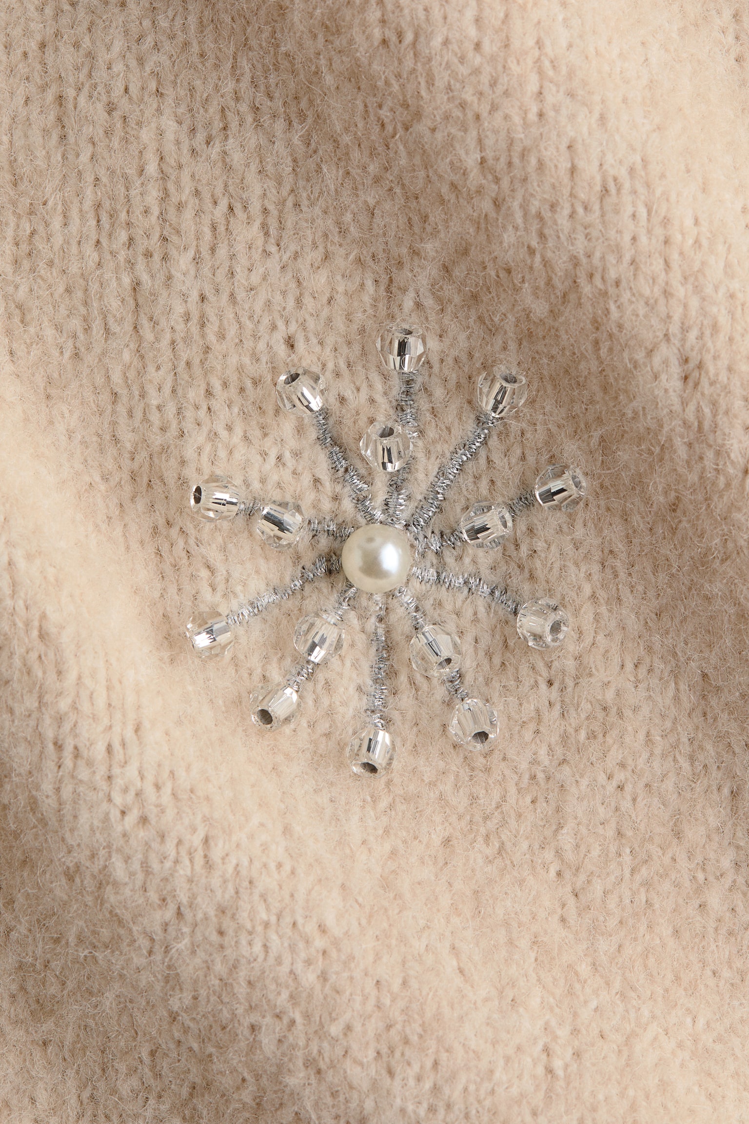 엠브로이더리 가디건 - 라이트 베이지/다크 그레이 - 4