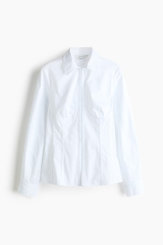 Camicia a clessidra in cotone · bianco