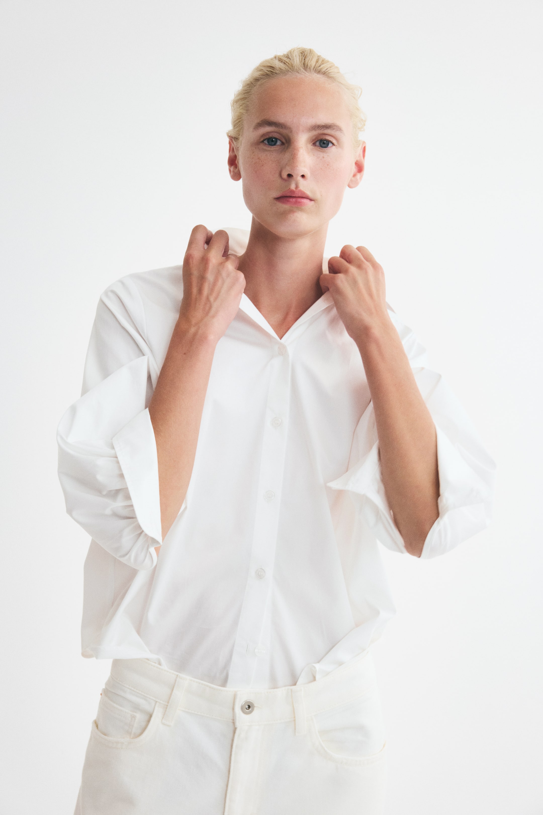 Balloon-Sleeved Cotton Shirt