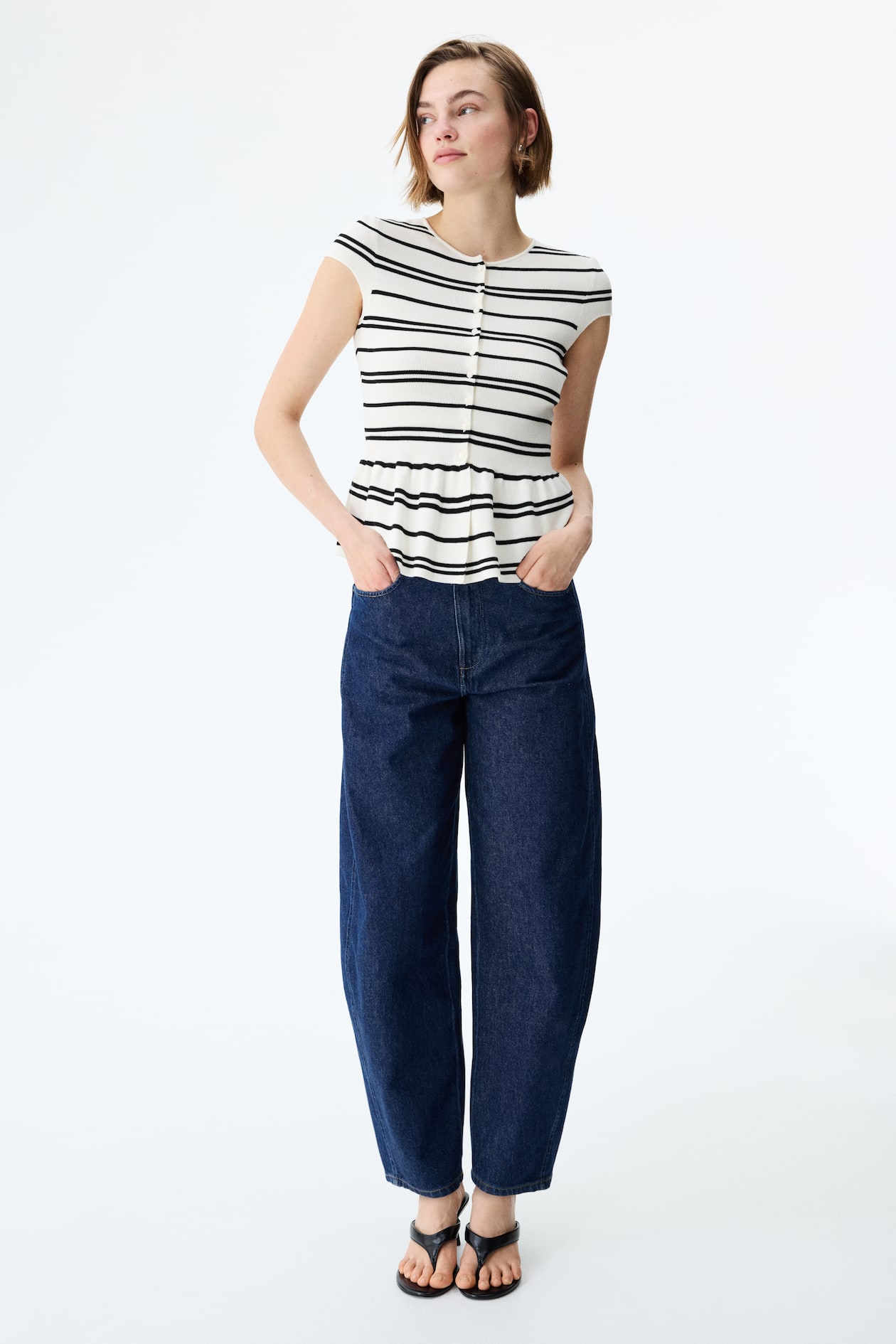 Short-Sleeved Peplum Cardigan - image 2