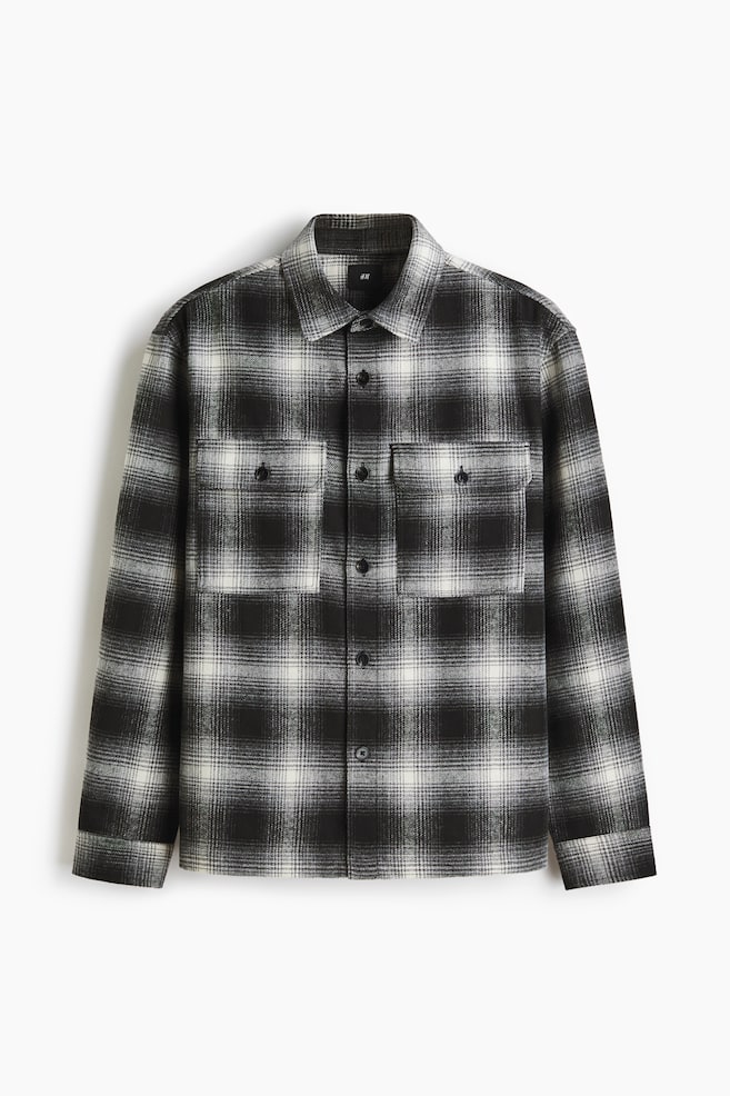 Regular Fit Flannel overshirt - Dark grey/Checked/Brown/Checked - 1