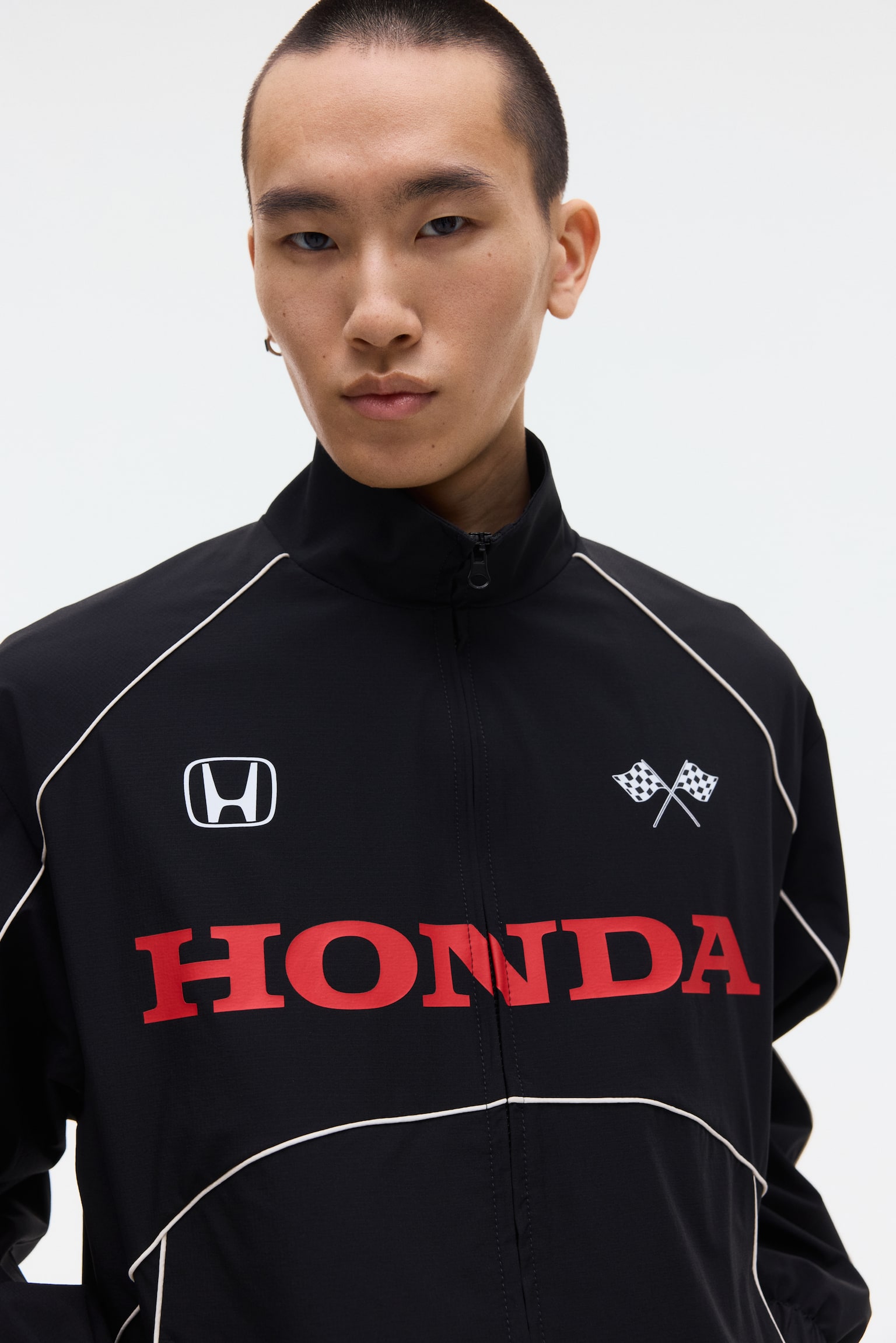 Loose Fit Printed nylon track jacket - Black/Honda - 6