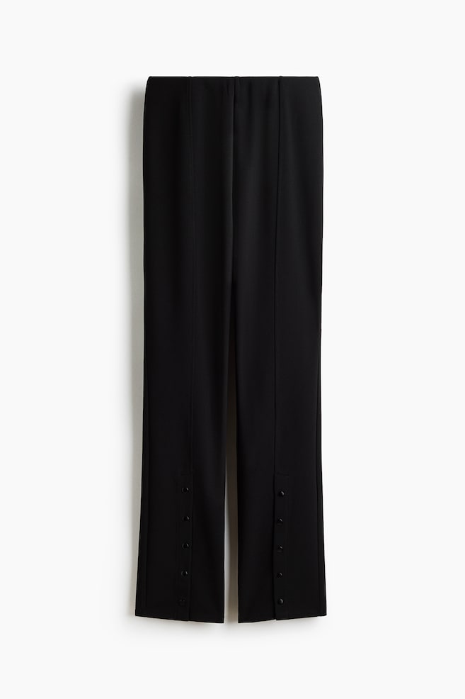Slit-Front Pull-On Pants - Black - 1