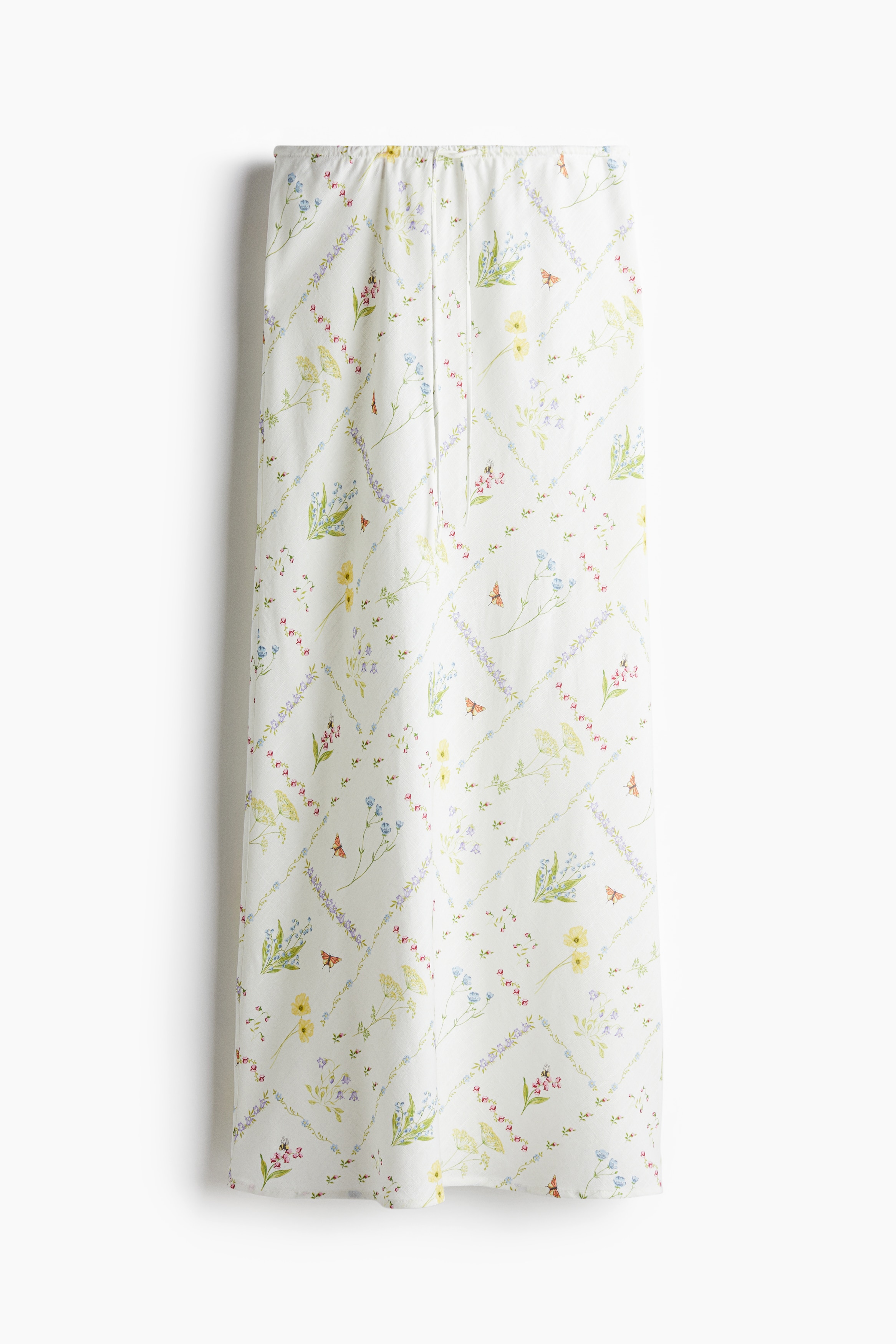 Fustă maxi cu șnur - Crem/flori