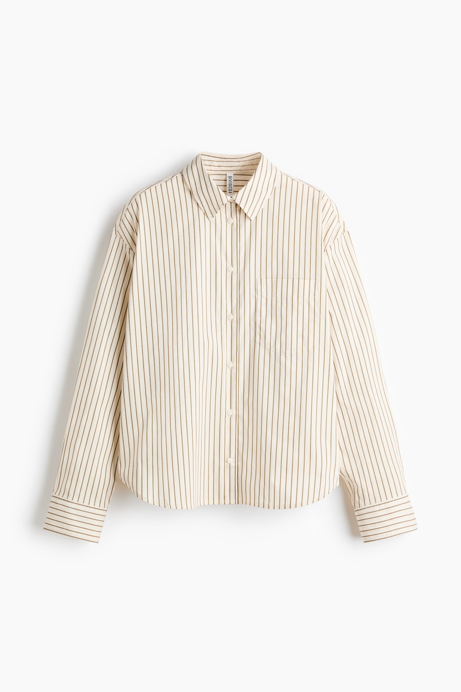 Oversized poplin shirt - Light beige/Striped/Blue/Blue/Striped - 2