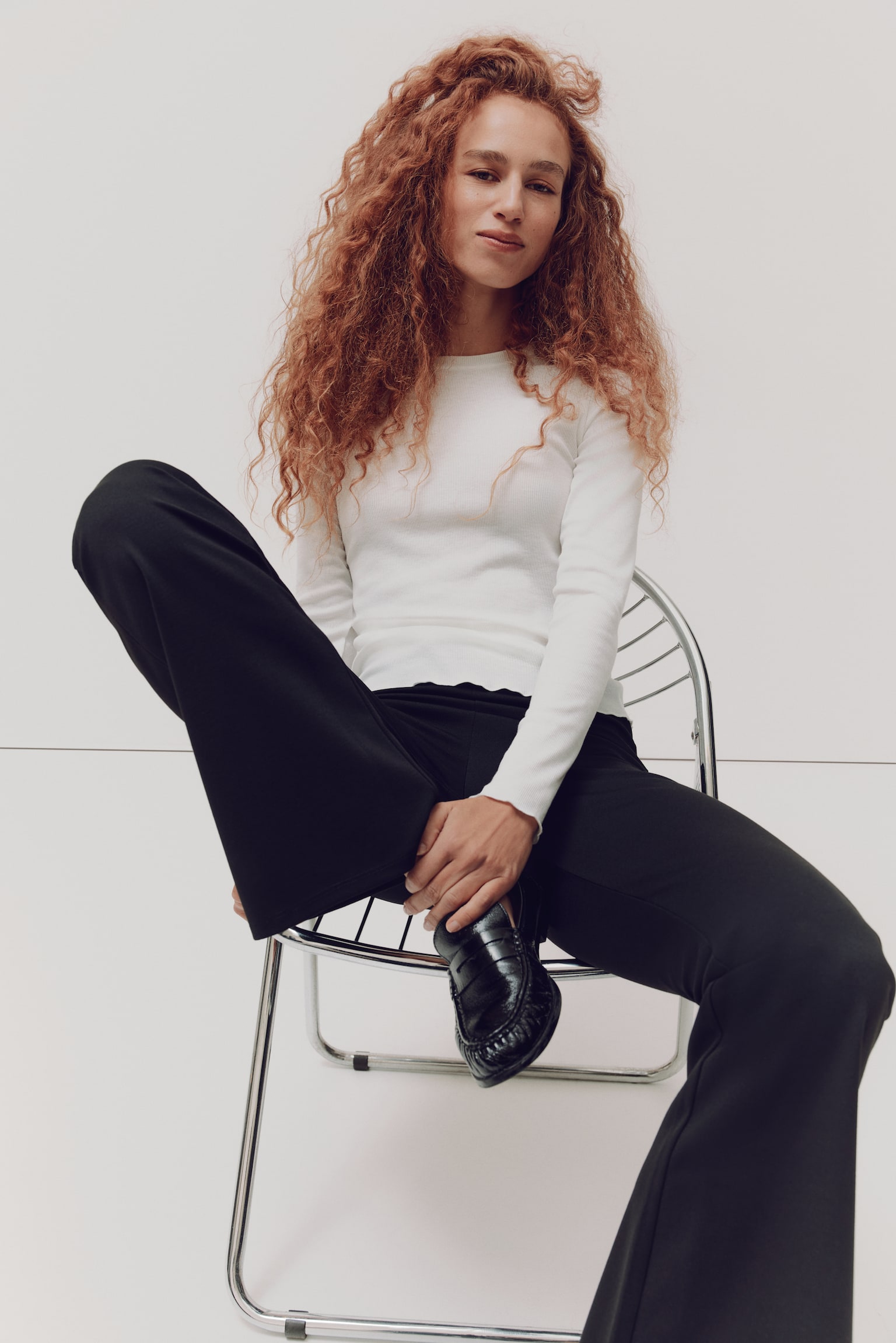 Flared jersey trousers - Black - 3