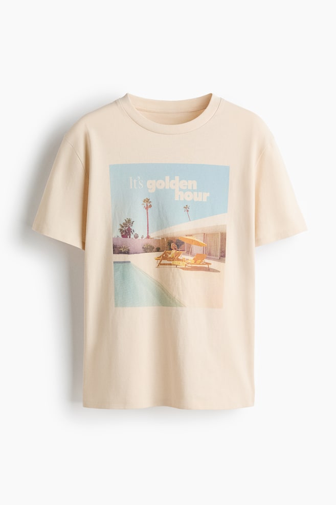 Printed cotton T-shirt - Light beige/Golden Hour/White/Palm trees - 1