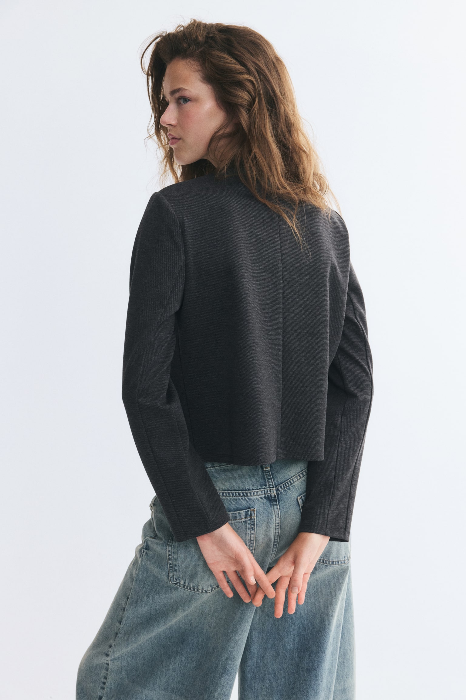 Женская куртка H&M Button-Detail Ponte, цвет: Тёмный серый — фото 5