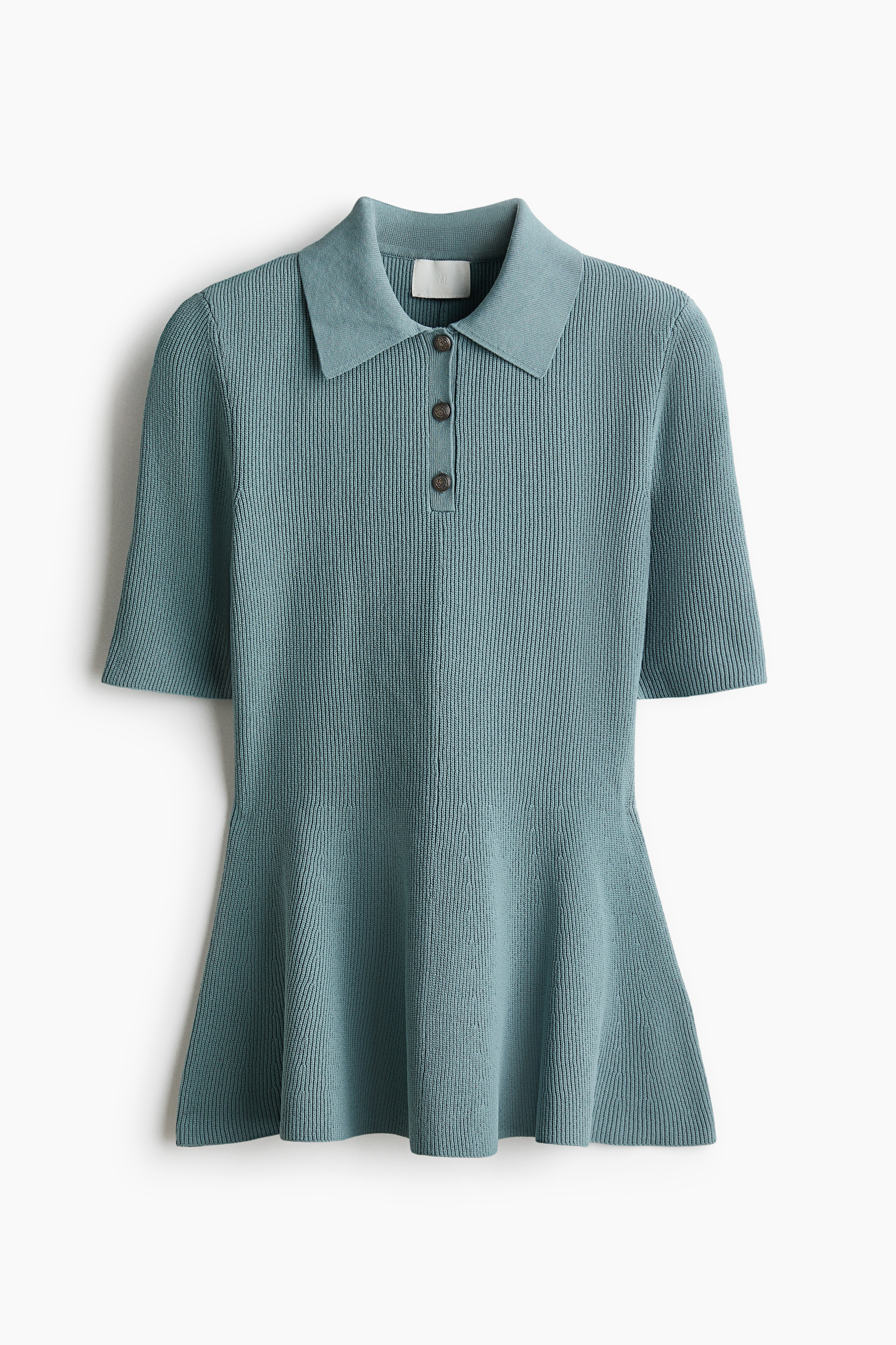 Áo polo có peplum - Màu ngọc lam khói