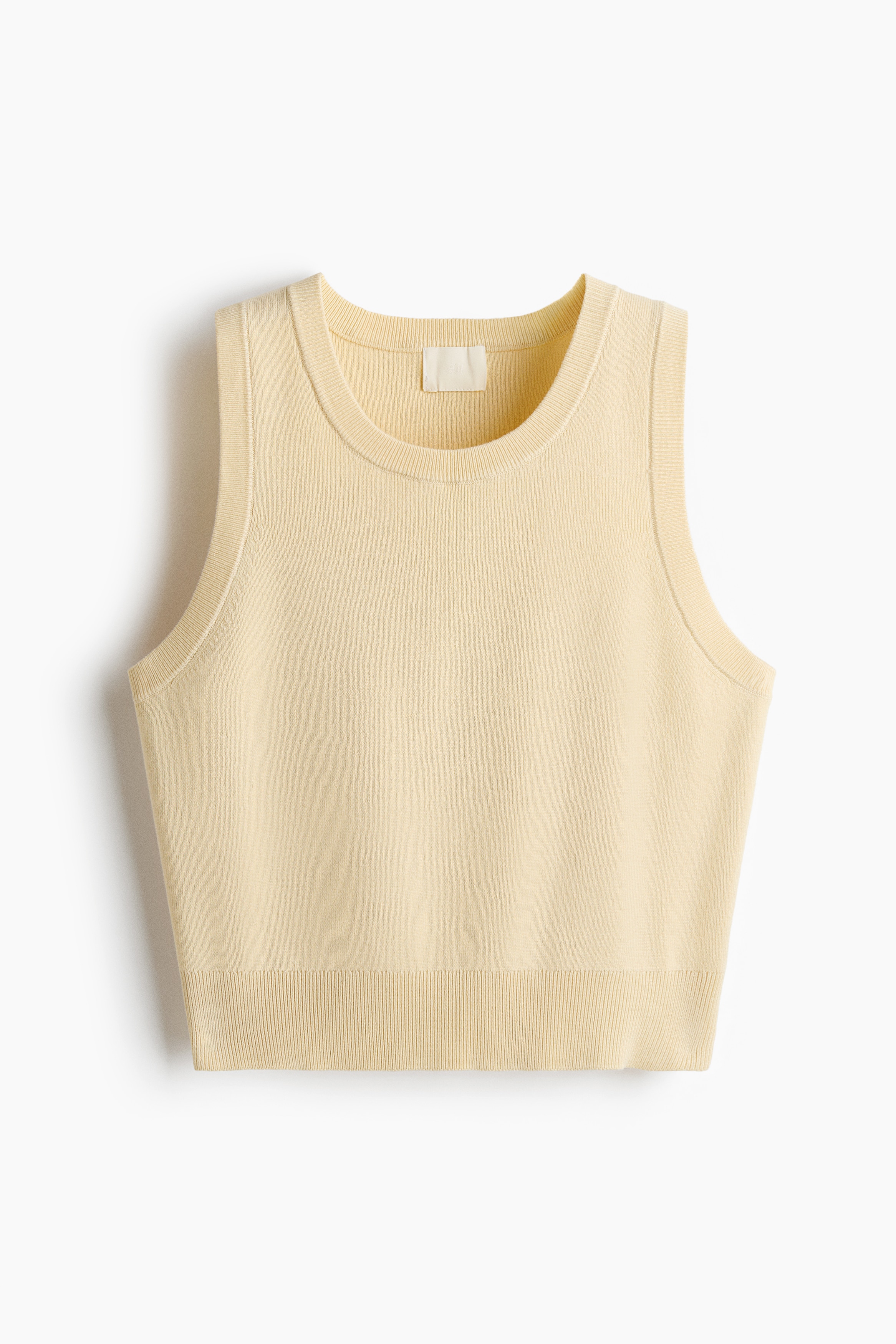 Fine-Knit Sweater Vest - Light yellow/Cream