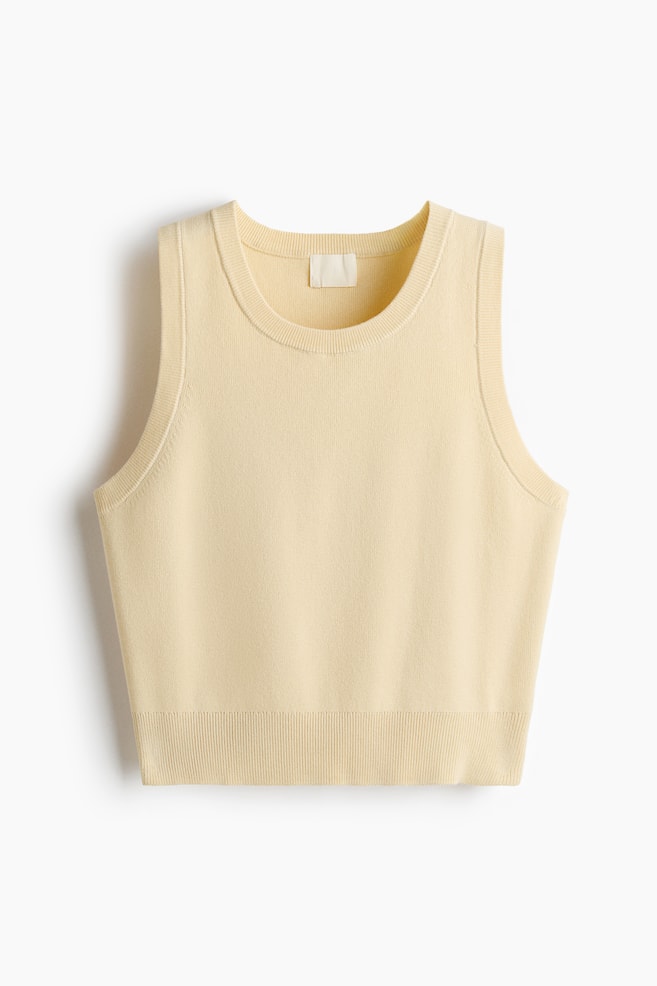 Fine-Knit Sweater Vest - Light yellow/Cream - 1
