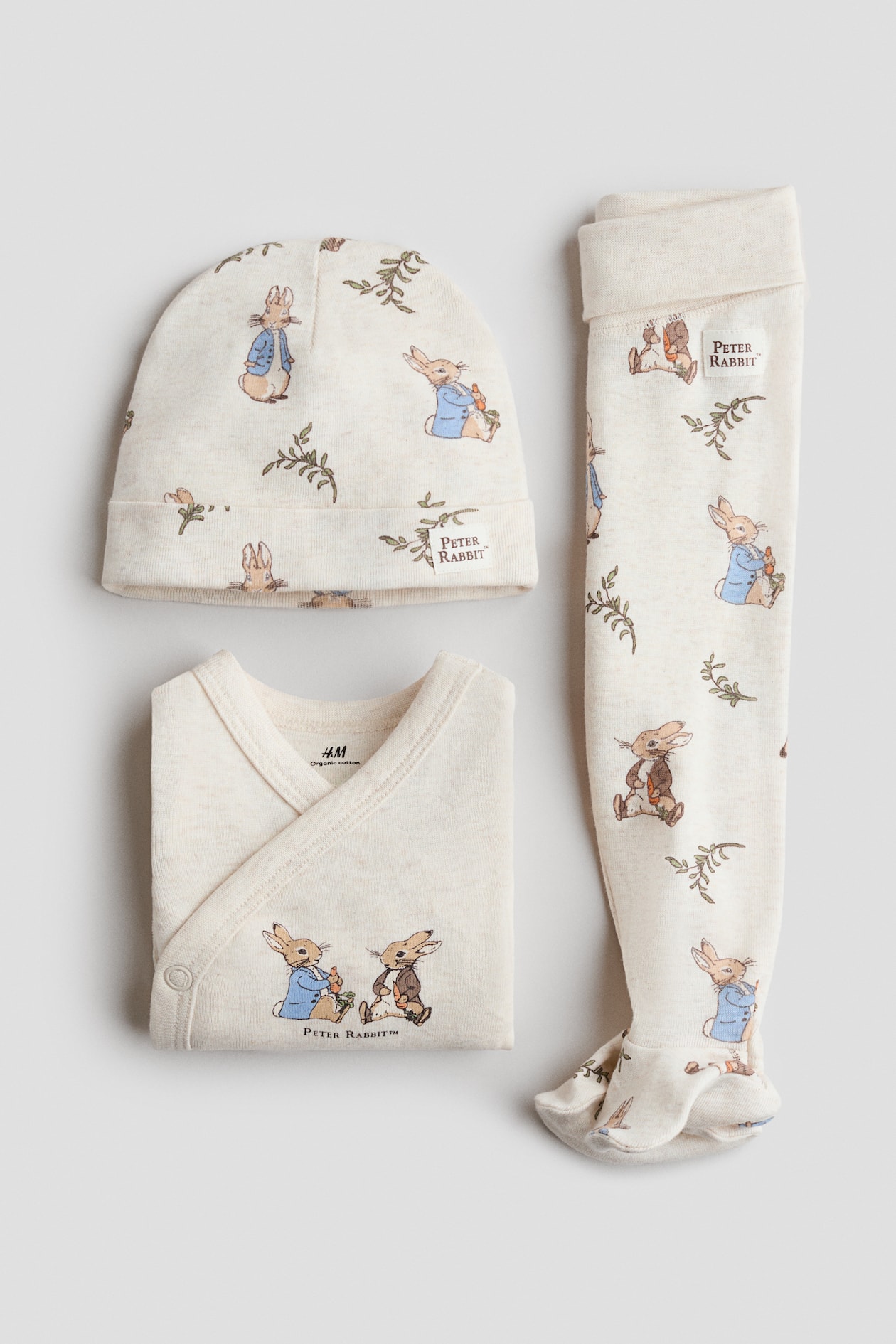 Light beige/Peter Rabbit 3-Piece Printed Cotton Set for kids | H&M CA