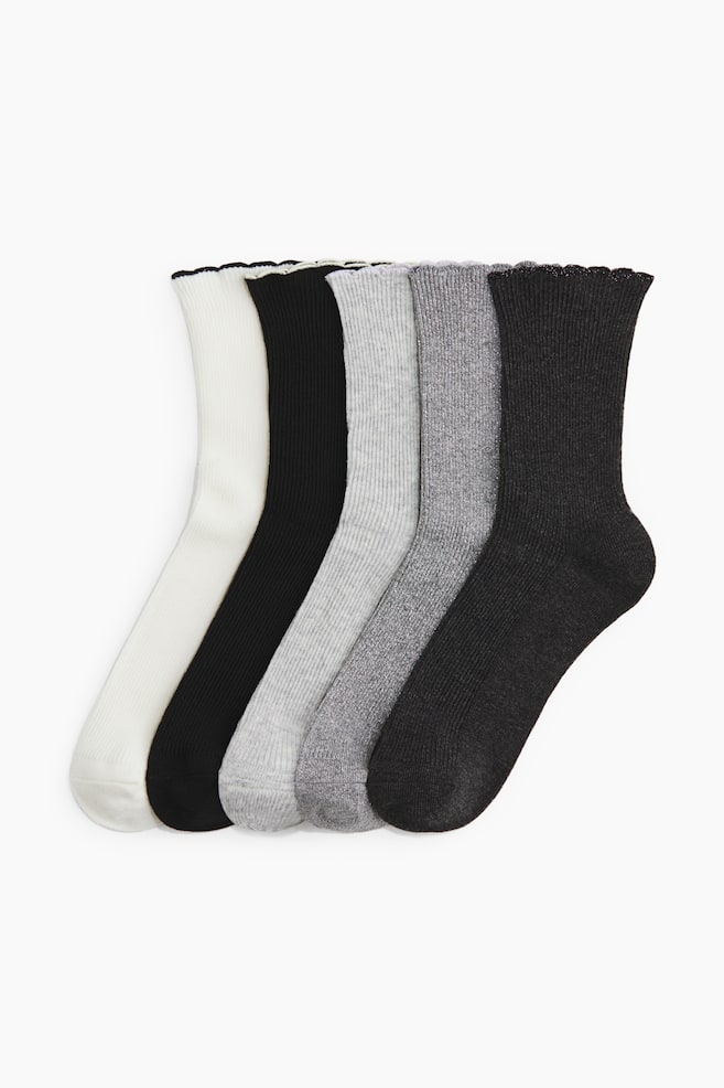 5-pack socks - Grey marl/Cream - 1
