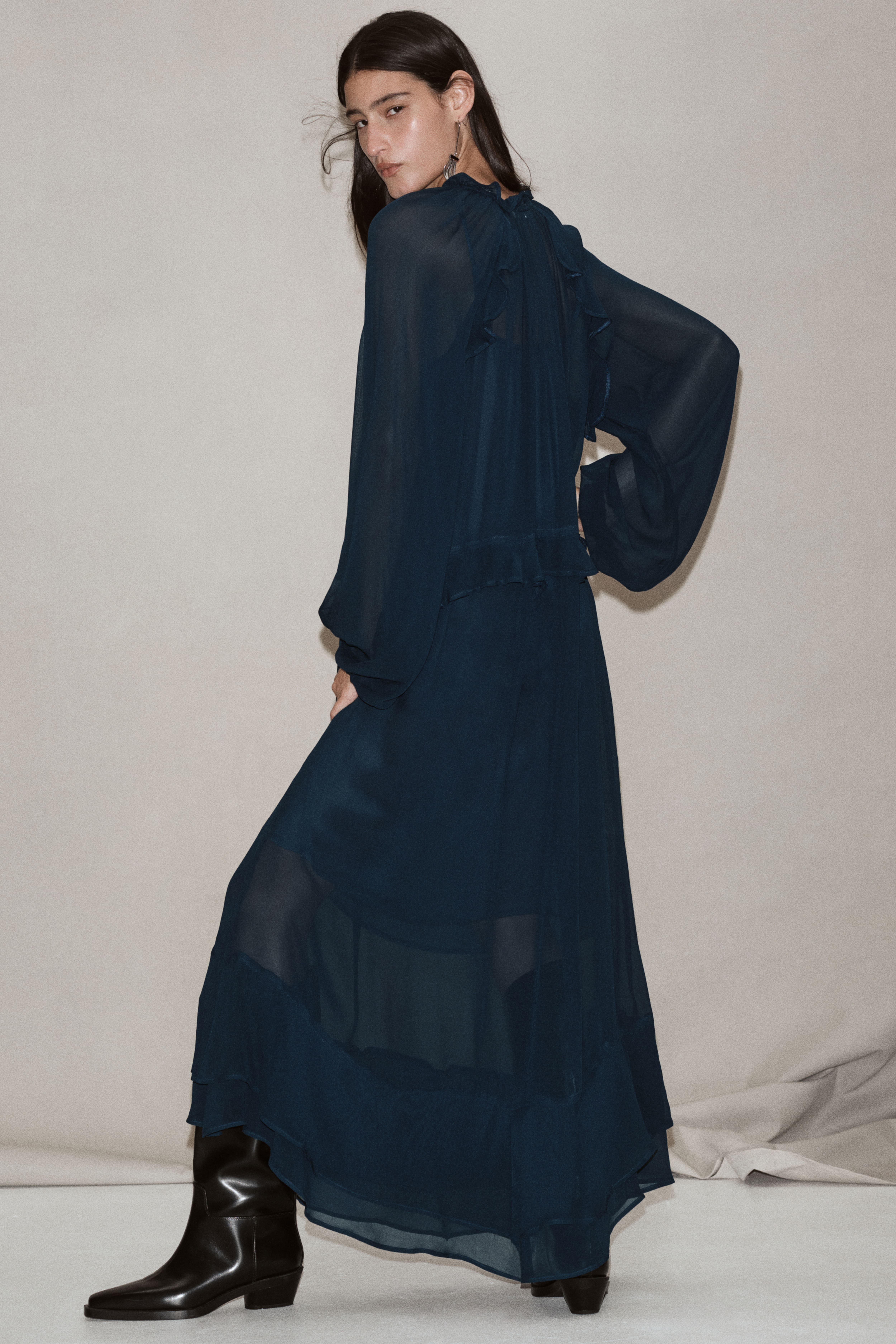 Flounce-Trimmed Dress