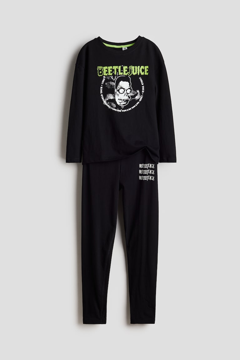Printed cotton pyjamas Black/Beetlejuice Kids H&M IE