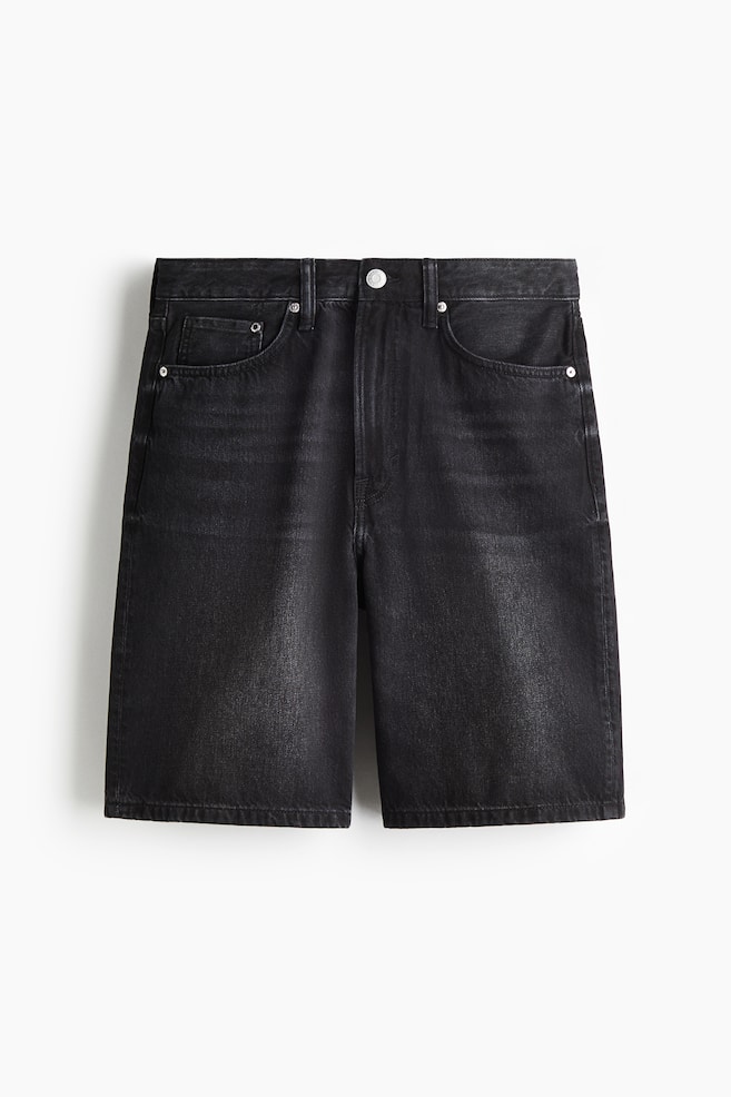 Relaxed Denim shorts - Black/Light denim grey - 1