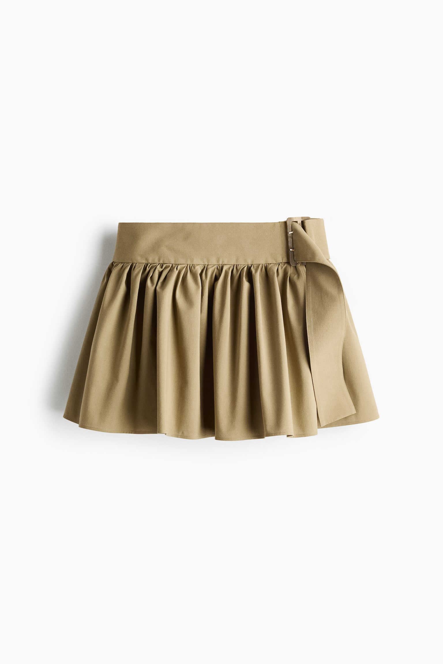 Flared cotton mini skirt - Khaki green - 1