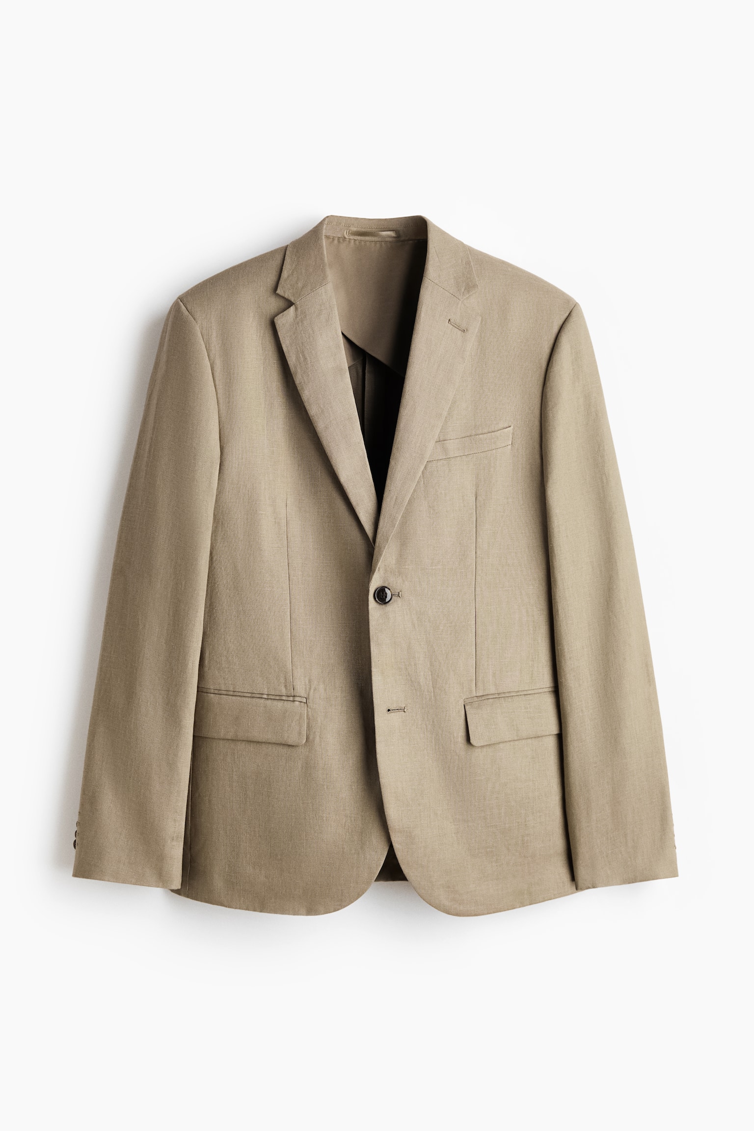Slim Fit Linen jacket - Khaki green/Black