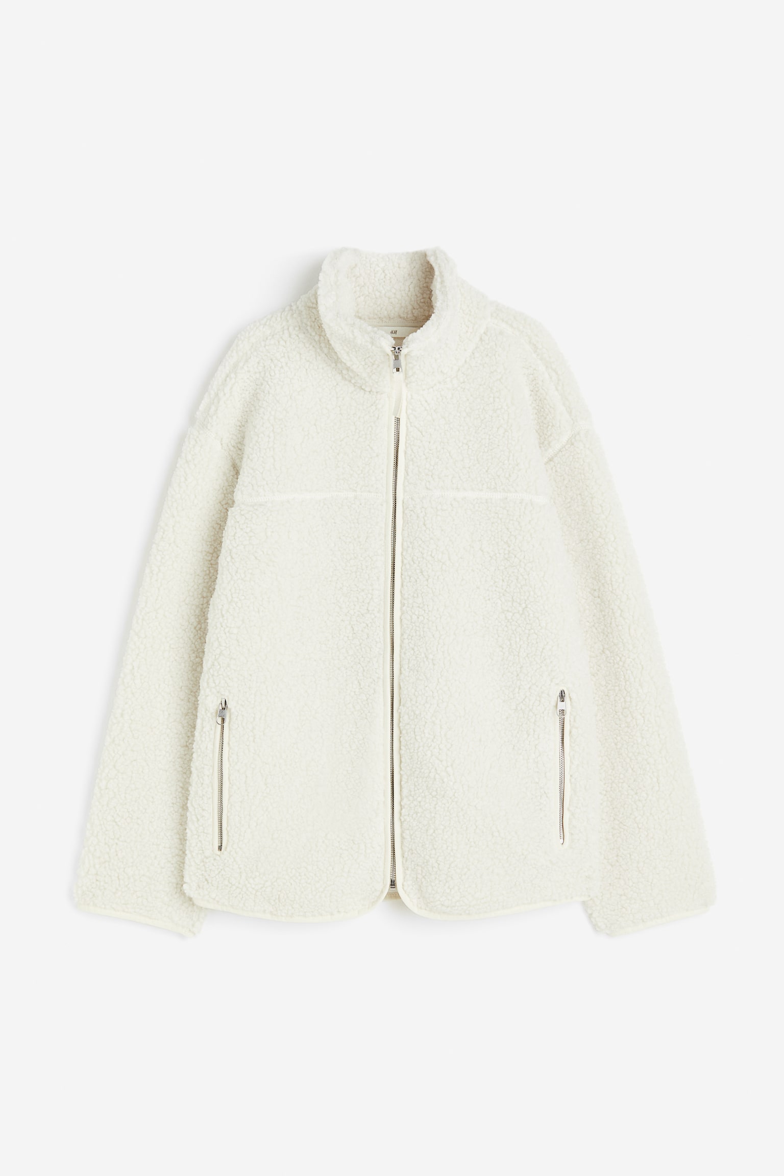 Zip Up Teddy Jacket - Cream - 1