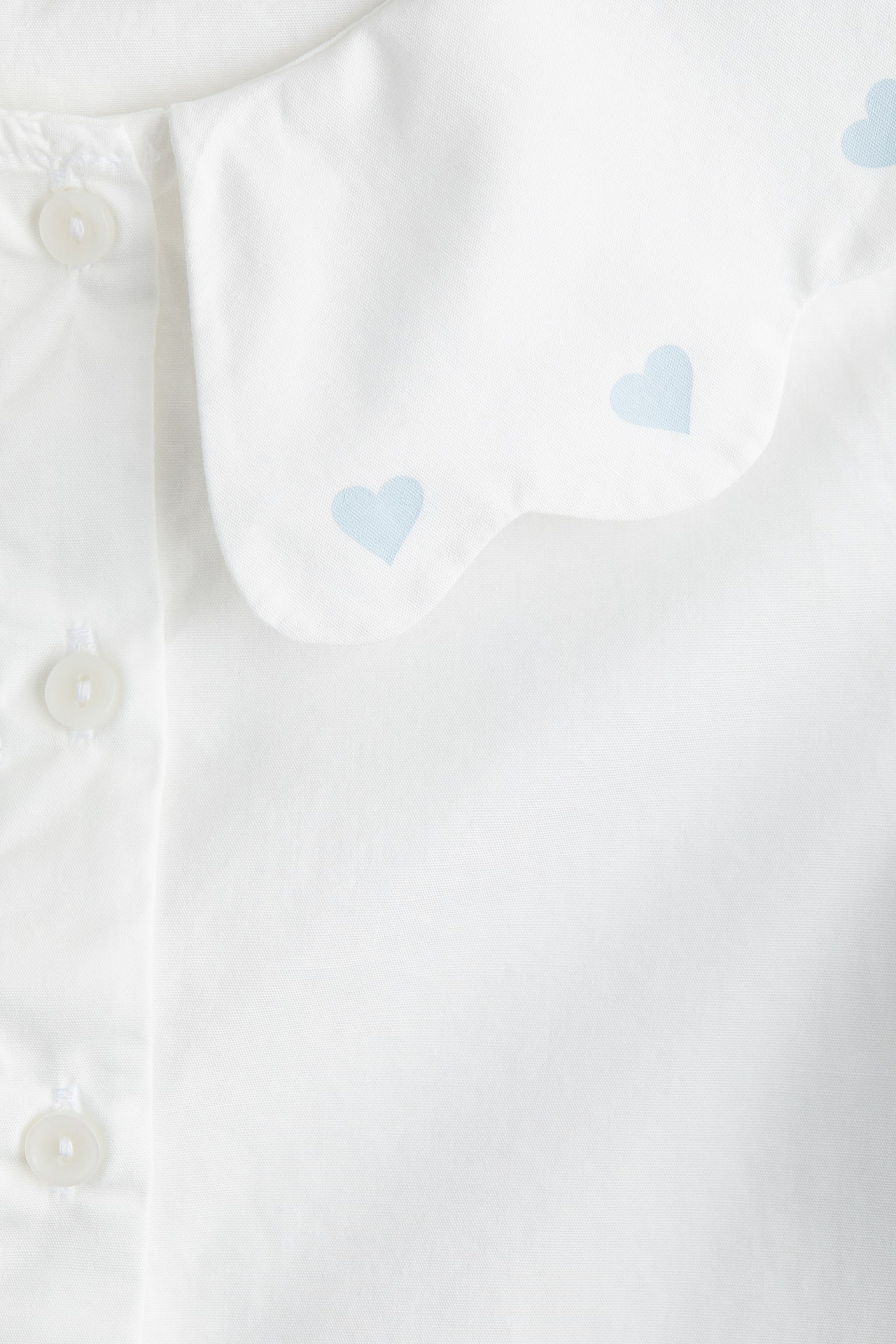 有領府綢棉女衫 - 白色/淺藍色/愛心 - 6