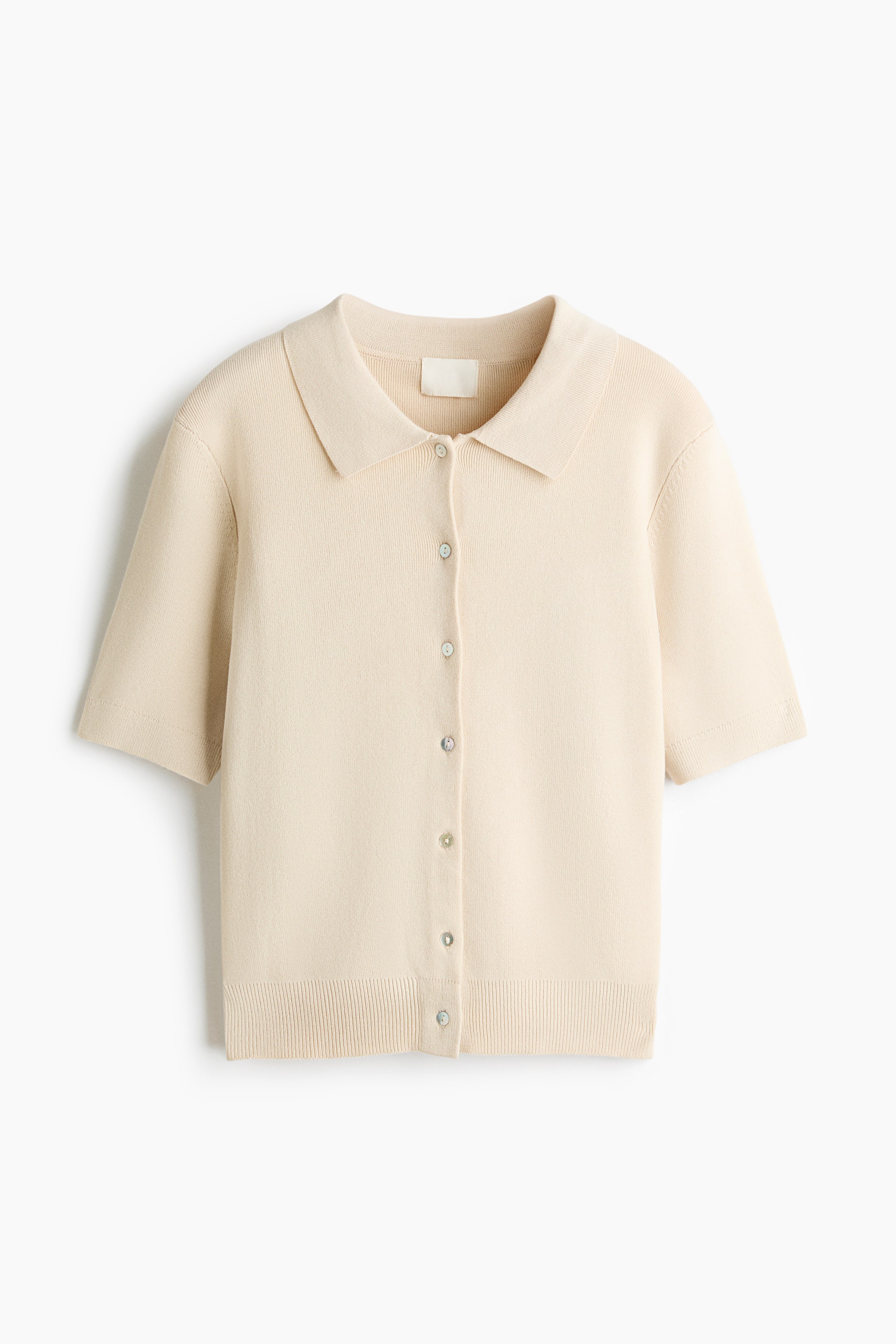 View larger image: Ribbed short-sleeved cardigan - Light beige - Ladies | H&M 1