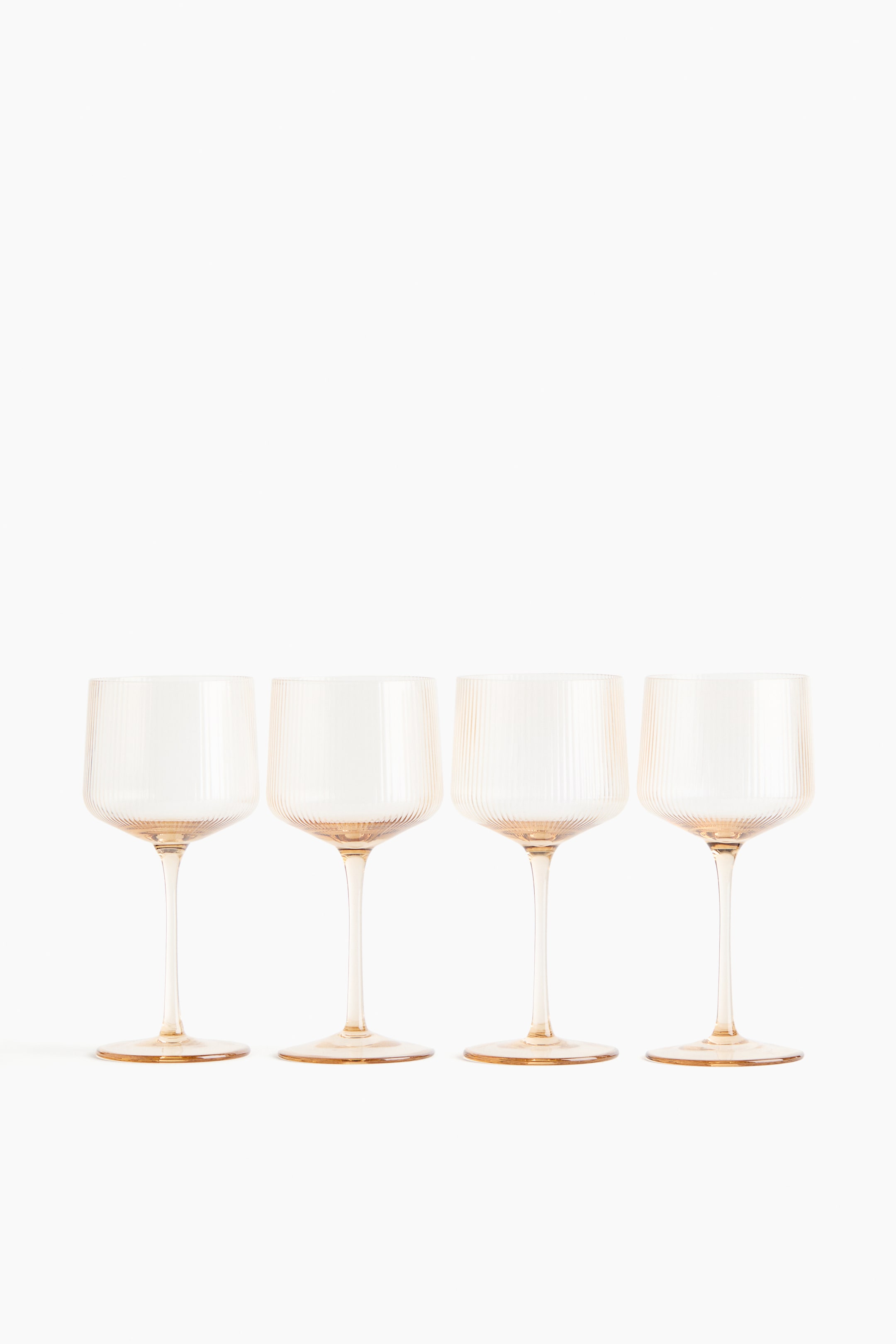 Ver imagem maior: Pack de 4 copos de vinho com efeito estriado - Bege - HOME | H&M PT 2