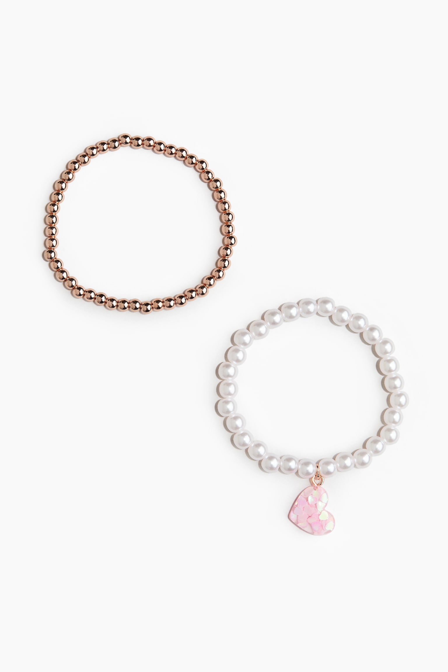 2-pack beaded bracelets - White/Heart - 2