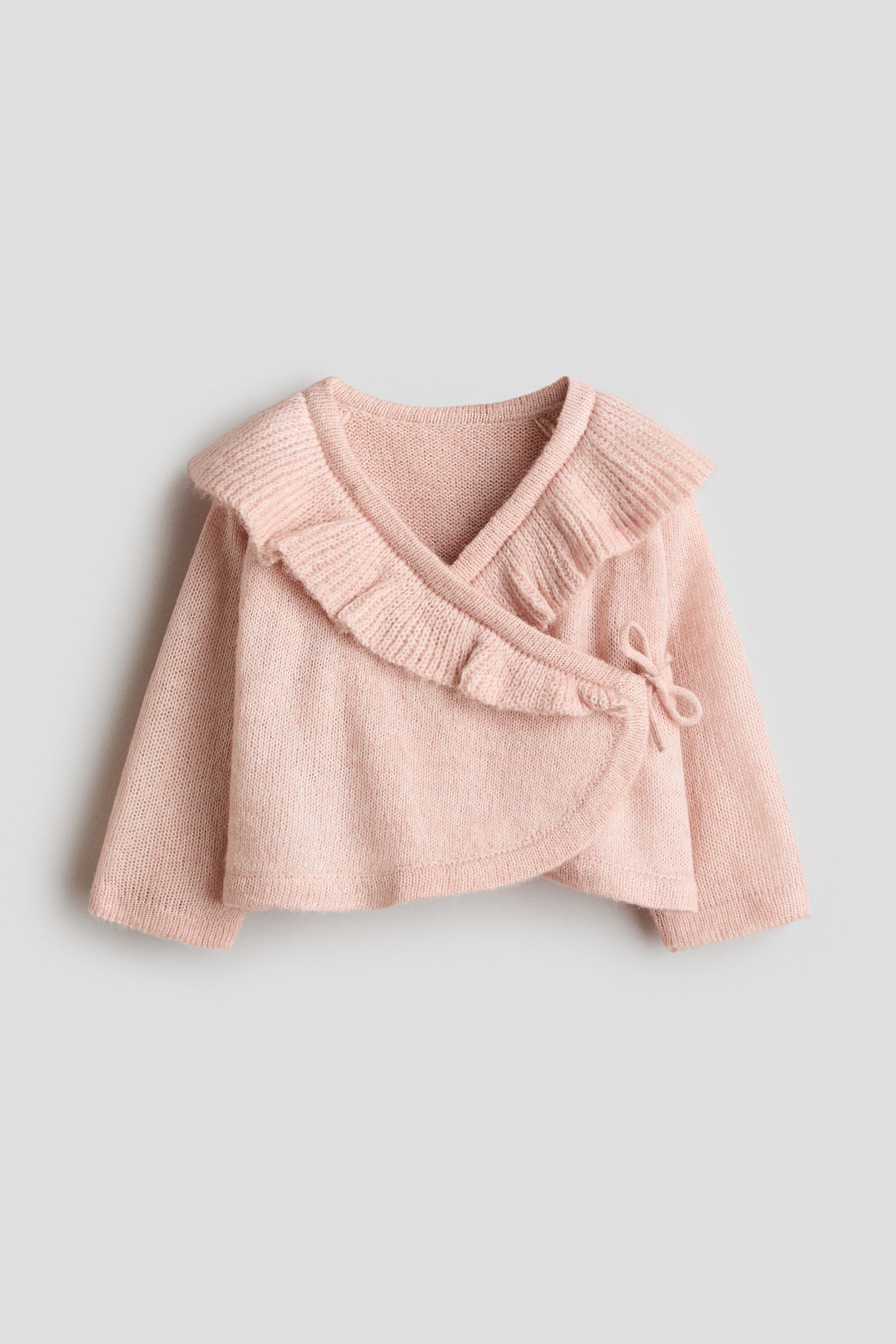 Ruffle-Trimmed Wrapover Cardigan - Light pink/Purple
