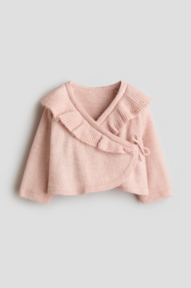 Frill-trimmed wrapover cardigan - Light pink/Purple - 1