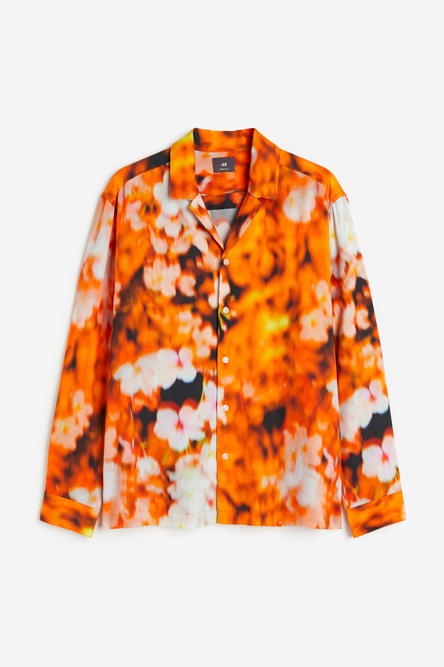 Regular Fit lyocell resort shirt - Orange/Floral - 1