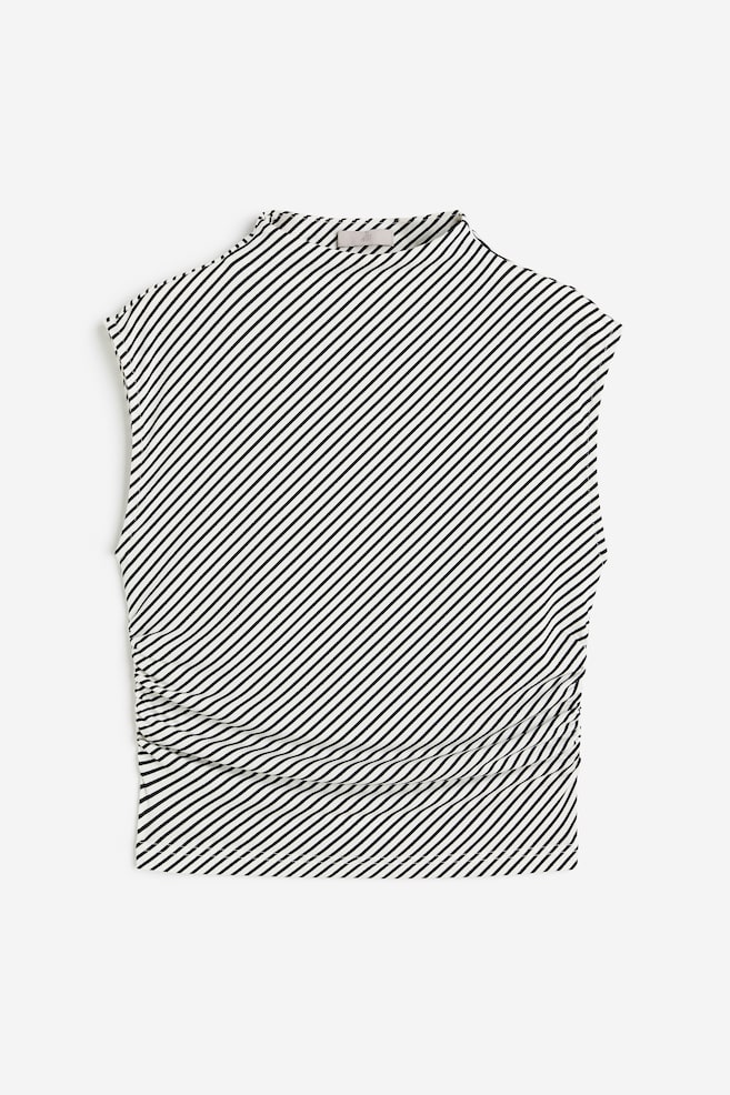 Kurzshirt mit Turtleneck - Weiß/Schwarz gestreift/Hellbeige/Schwarz/Taubenblau/Graumeliert/Light beige/Snakeskin-patterned - 2