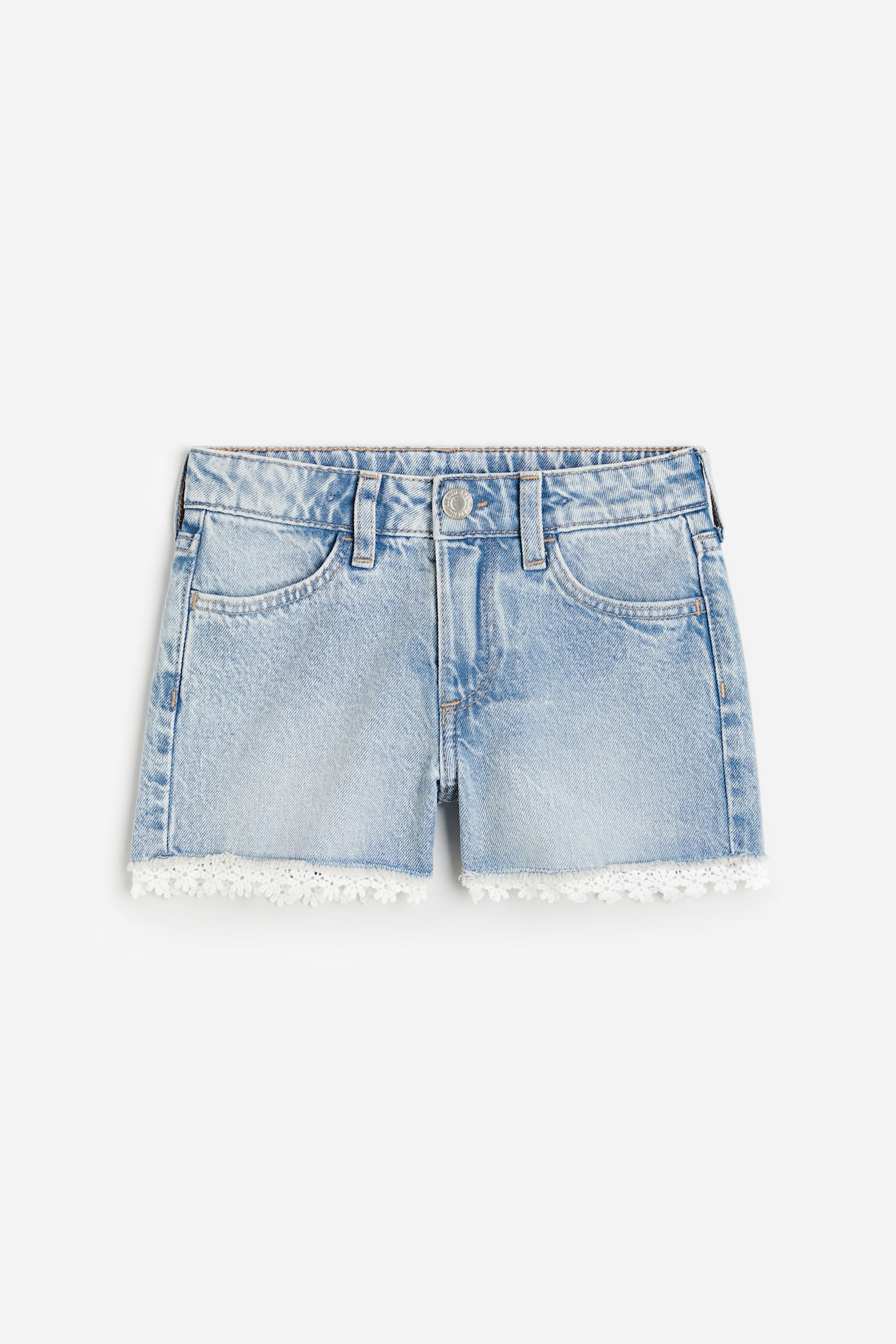 レーストリム デニムショートパンツ - ライトデニムブルー - Kids | H&M JP 