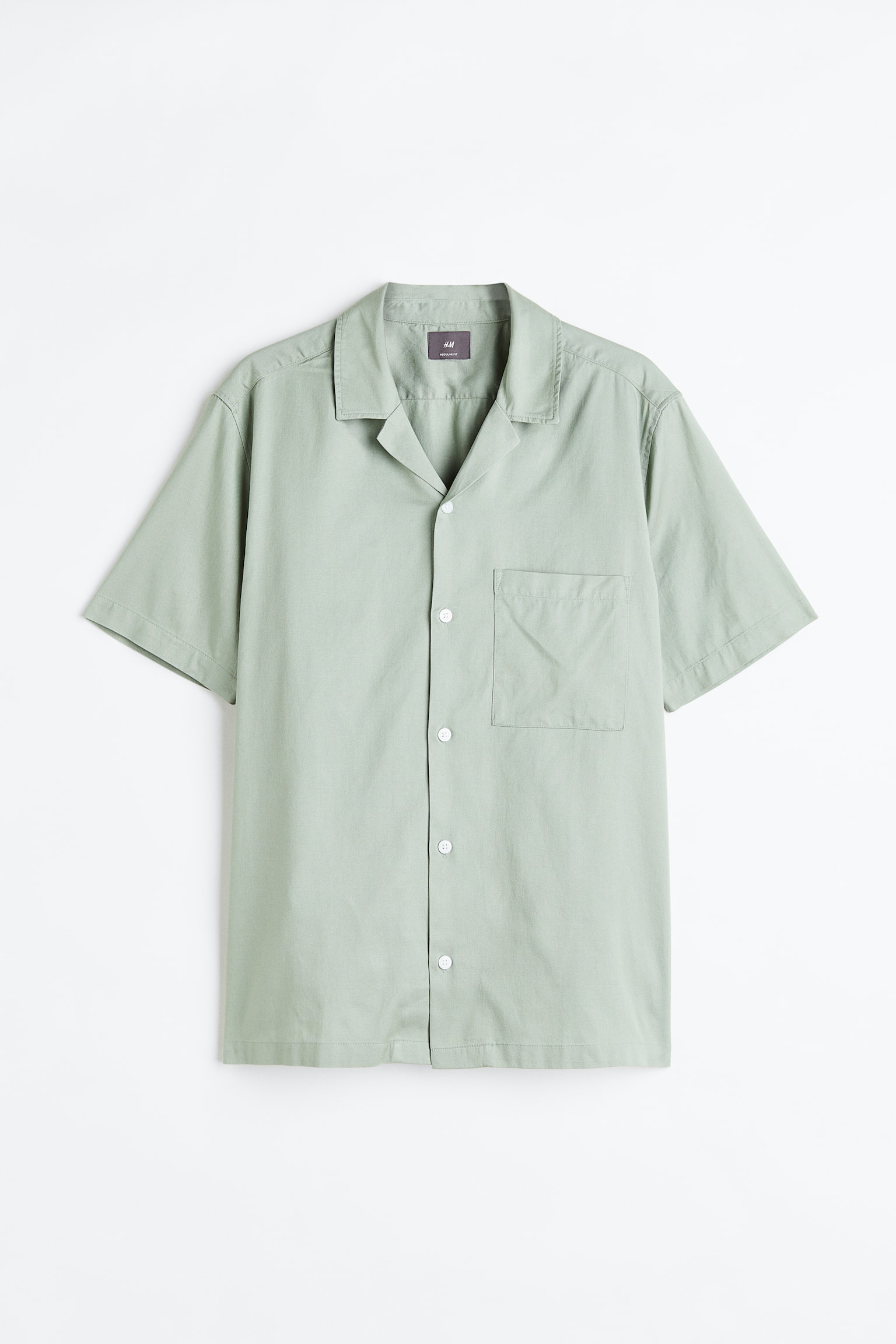 Regular Fit Twill Resort Shirt - Dusty green/Dark beige - 1