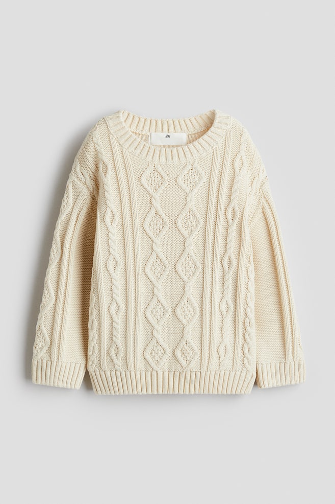 Cable-Knit Sweater - Light beige - 1