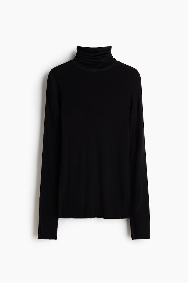 Wool polo neck top - Black/Grey marl/Light greige marl/Dark mole marl - 1