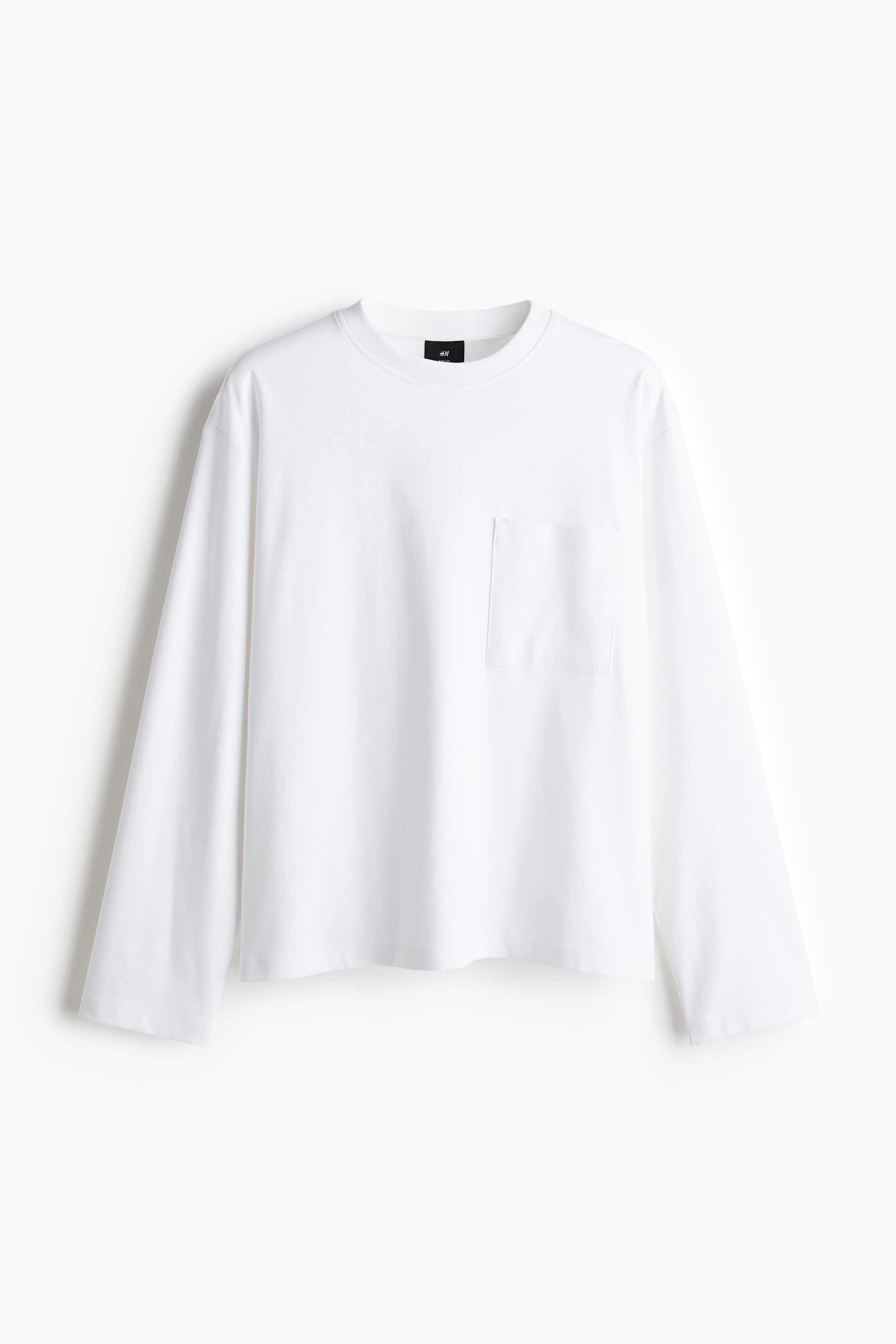 Loose Fit Long Sleeve Jersey Top - White/Dark brown