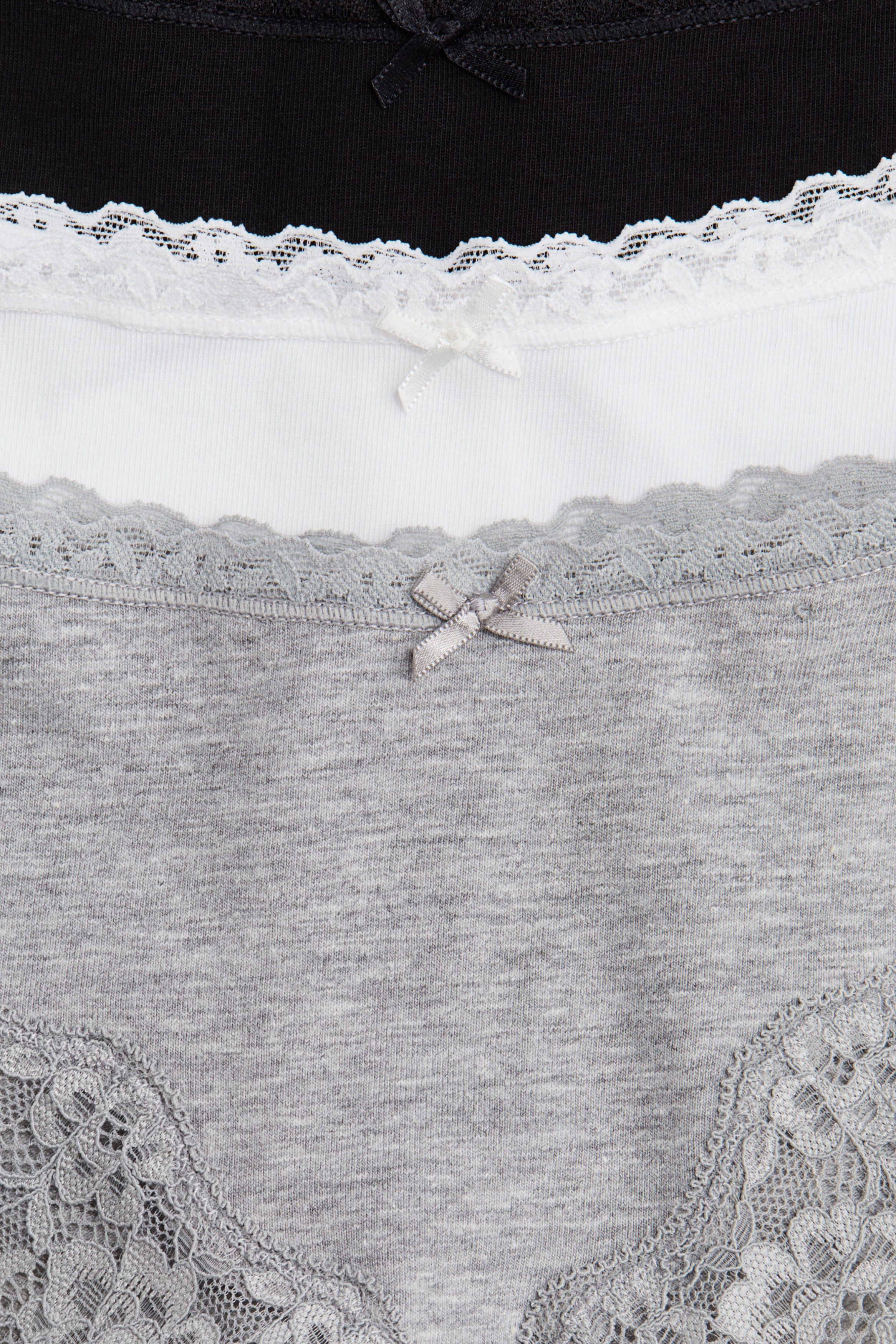3-pack cotton and lace hipster briefs
