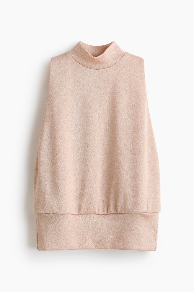 Knit Mock Turtleneck Top - Light dusty pink - 1
