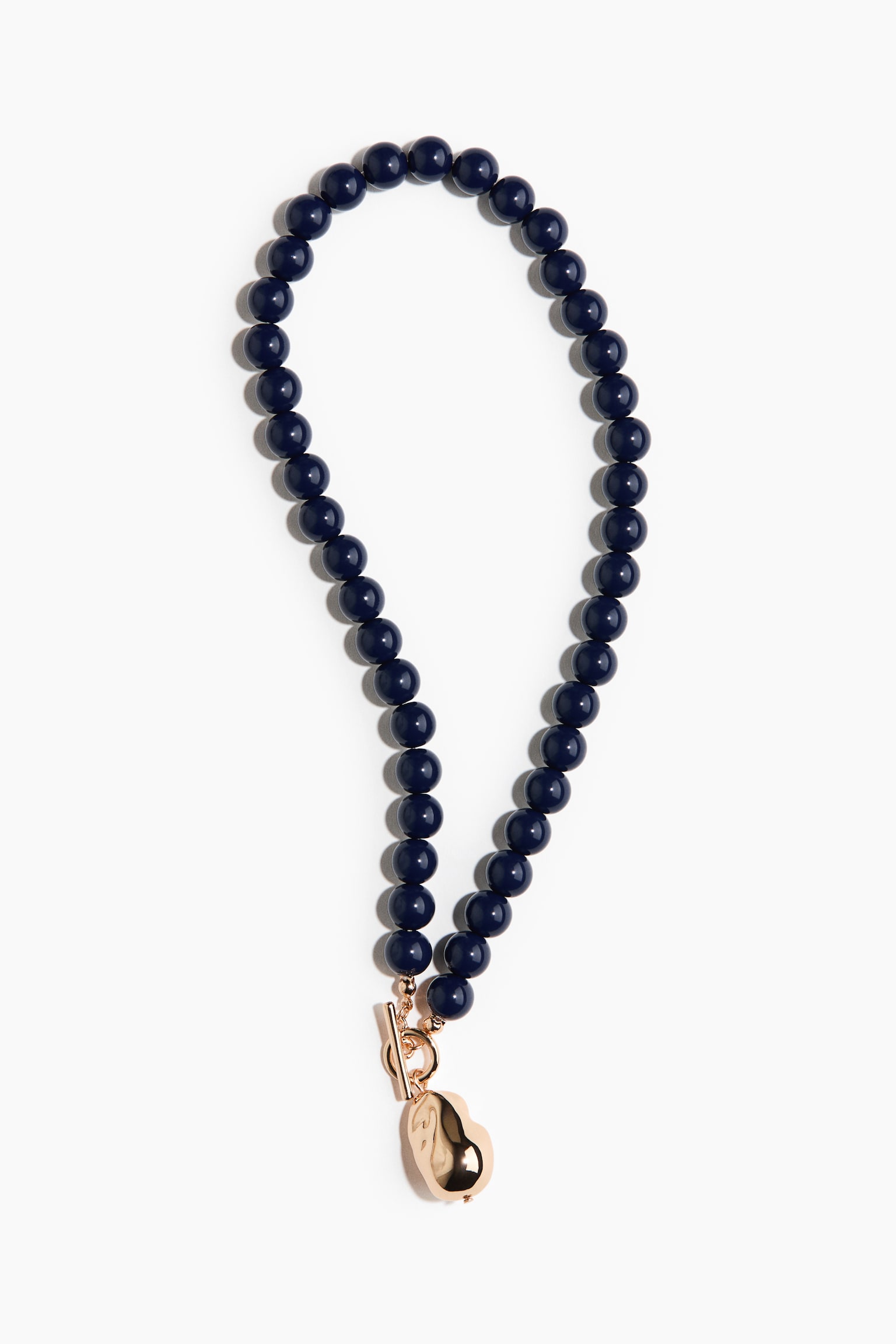 Beaded necklace - Navy blue/Gold-coloured