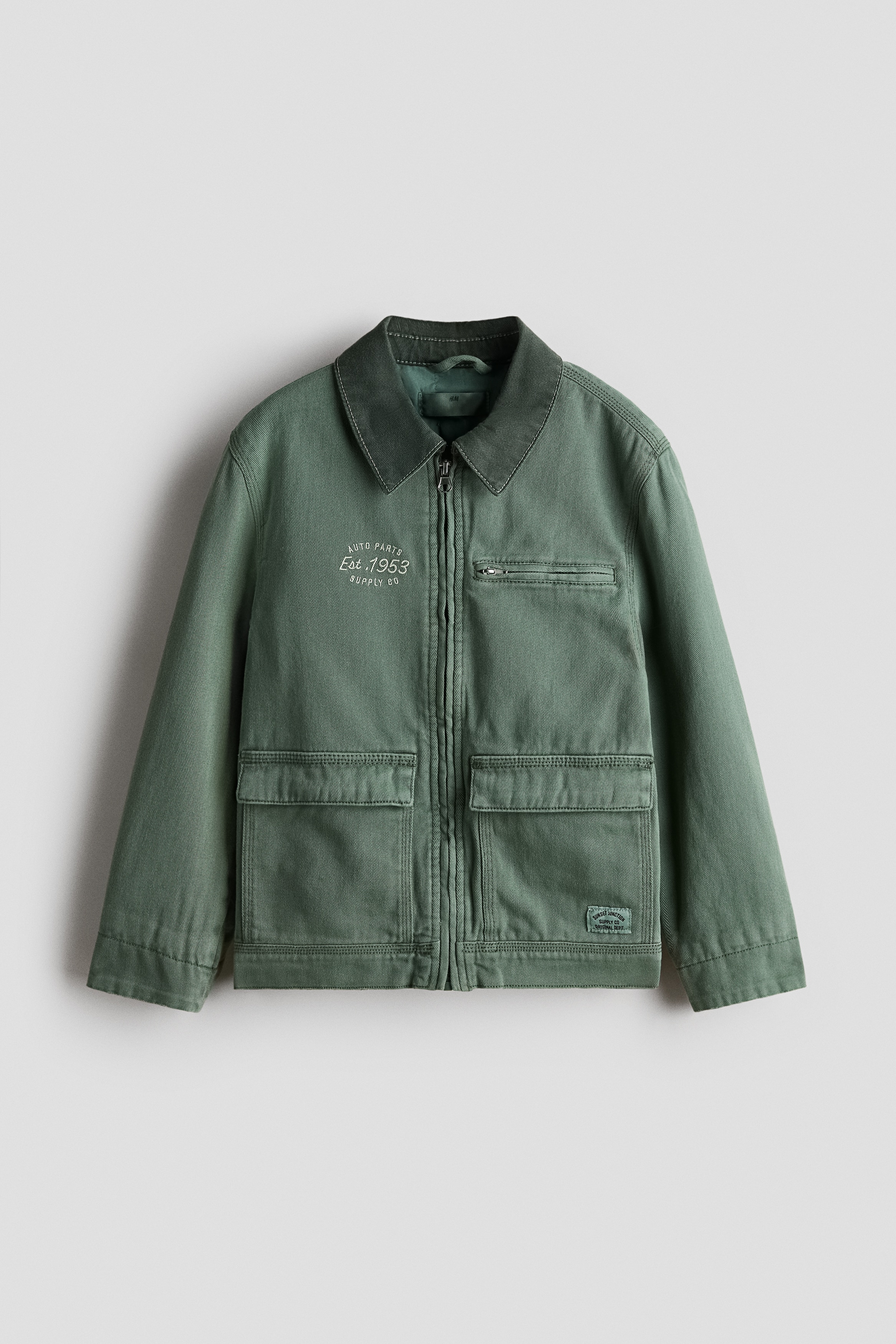 Embroidered-motif twill jacket - Dark green