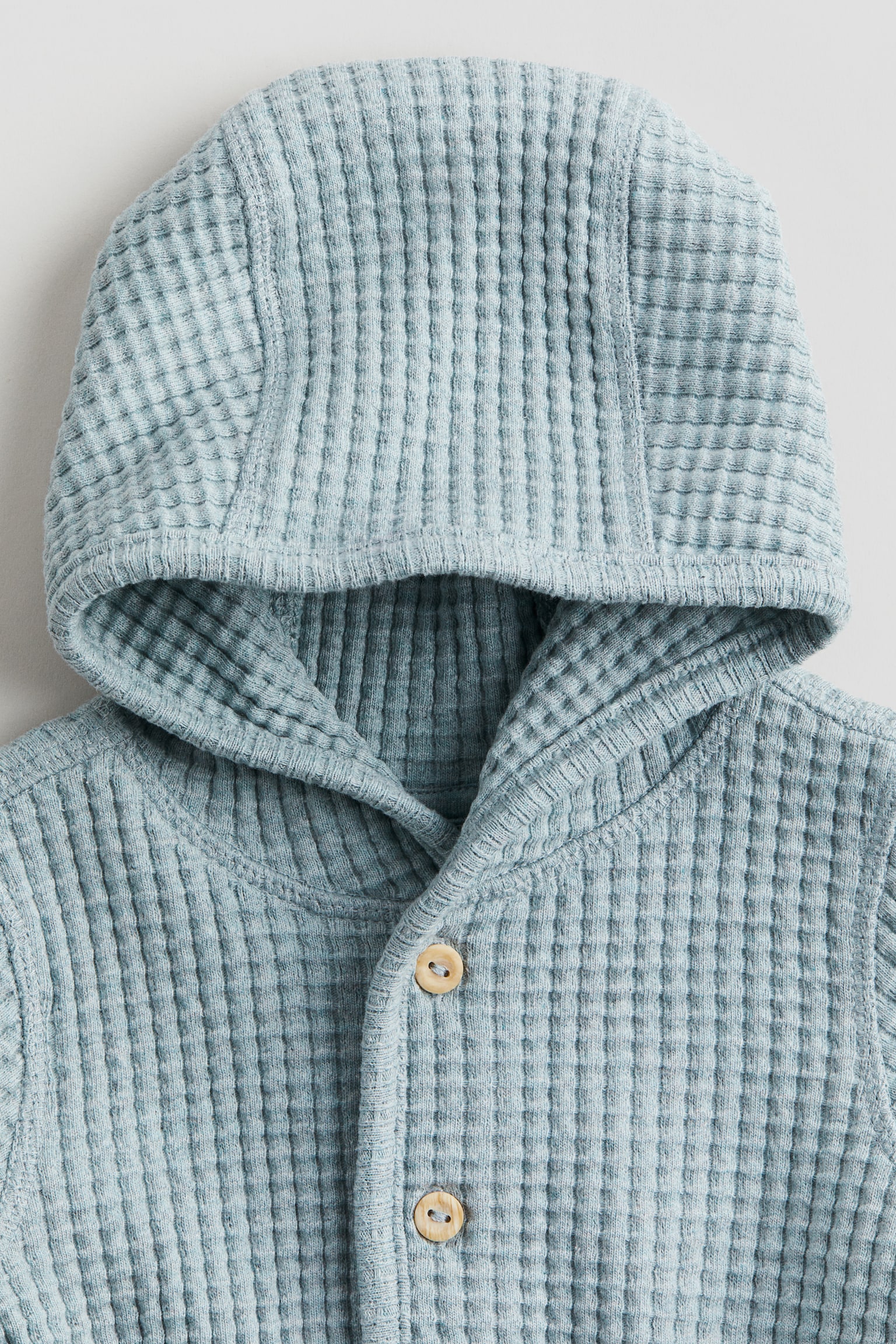 Waffled Cardigan - Light turquoise/Light beige - 4