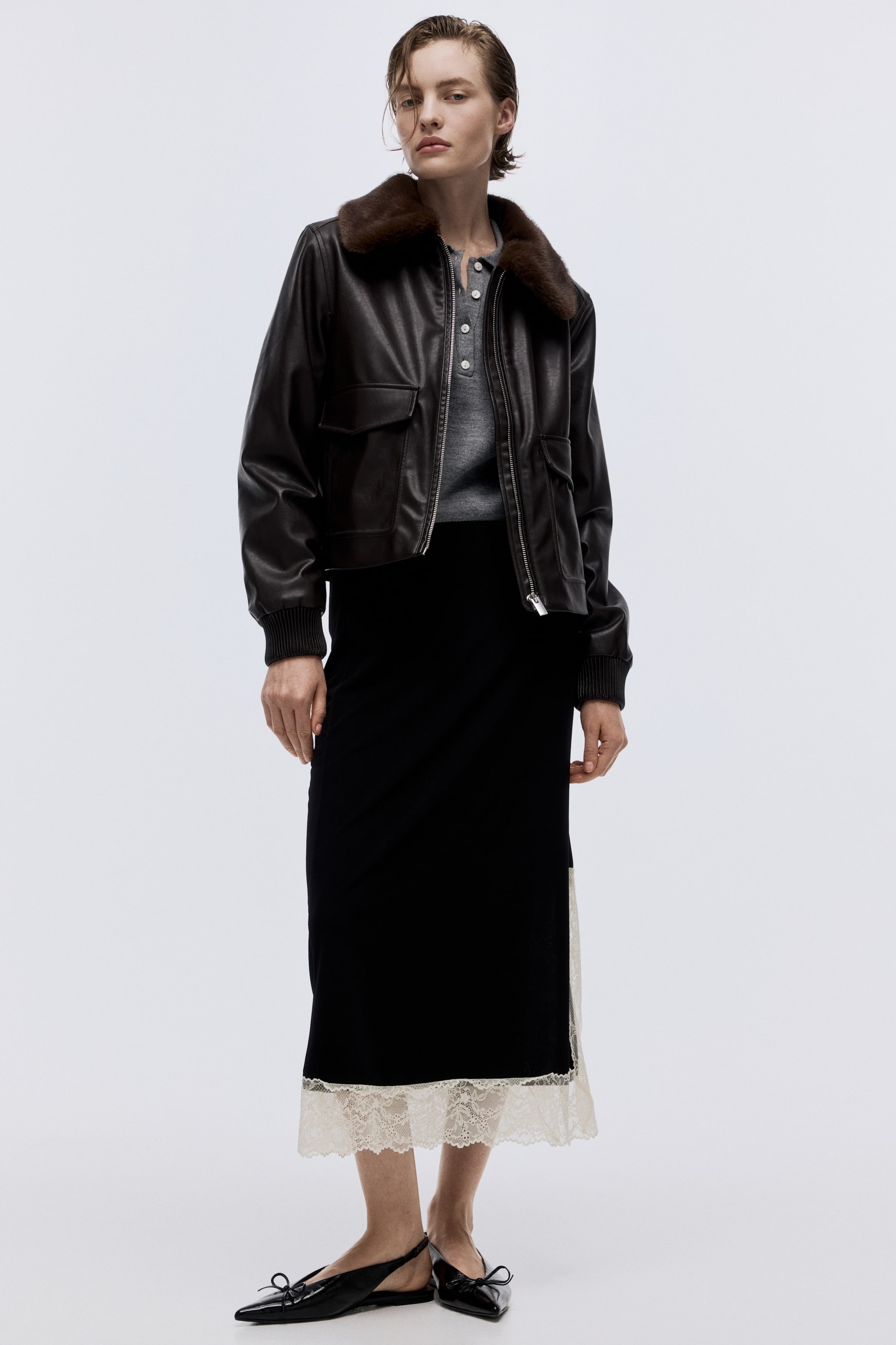 Büyük resmi görüntüle: Dantel Şeritli Etek - Siyah/Krem - KADIN | H&M TR 3