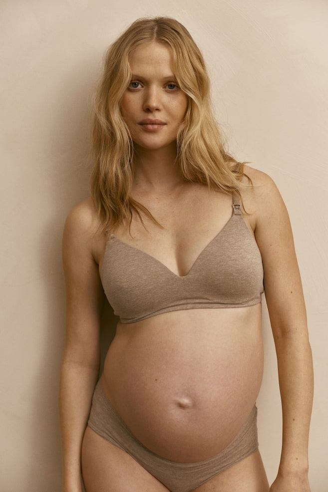 MAMA 2-pack padded cotton nursing bras - Beige marl/Light pink/Black/Light beige/Light beige marl/White/Light grey marl/White - 2