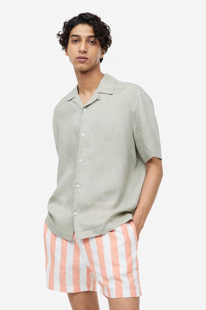 Regular Fit Linen-blend shorts - Orange/White striped/White/Black striped/Light beige/White/Beige striped/dc/dc - 1
