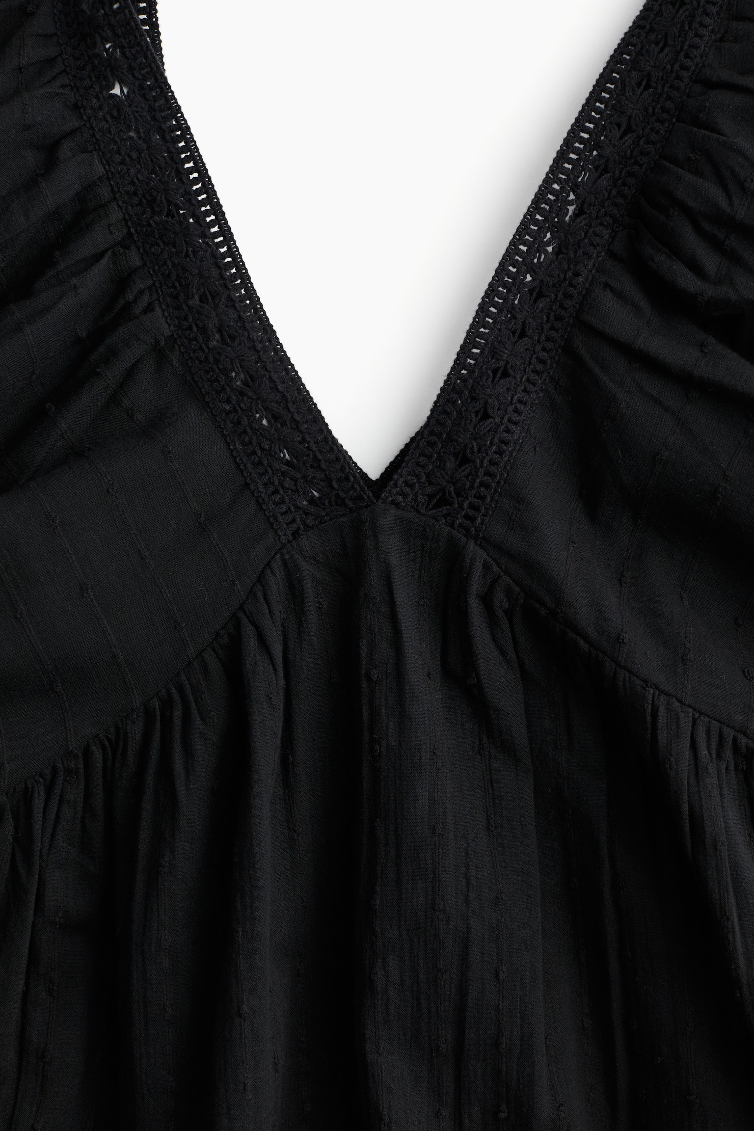 Robe en coton à manches ballon - Noir/Blanc - 4