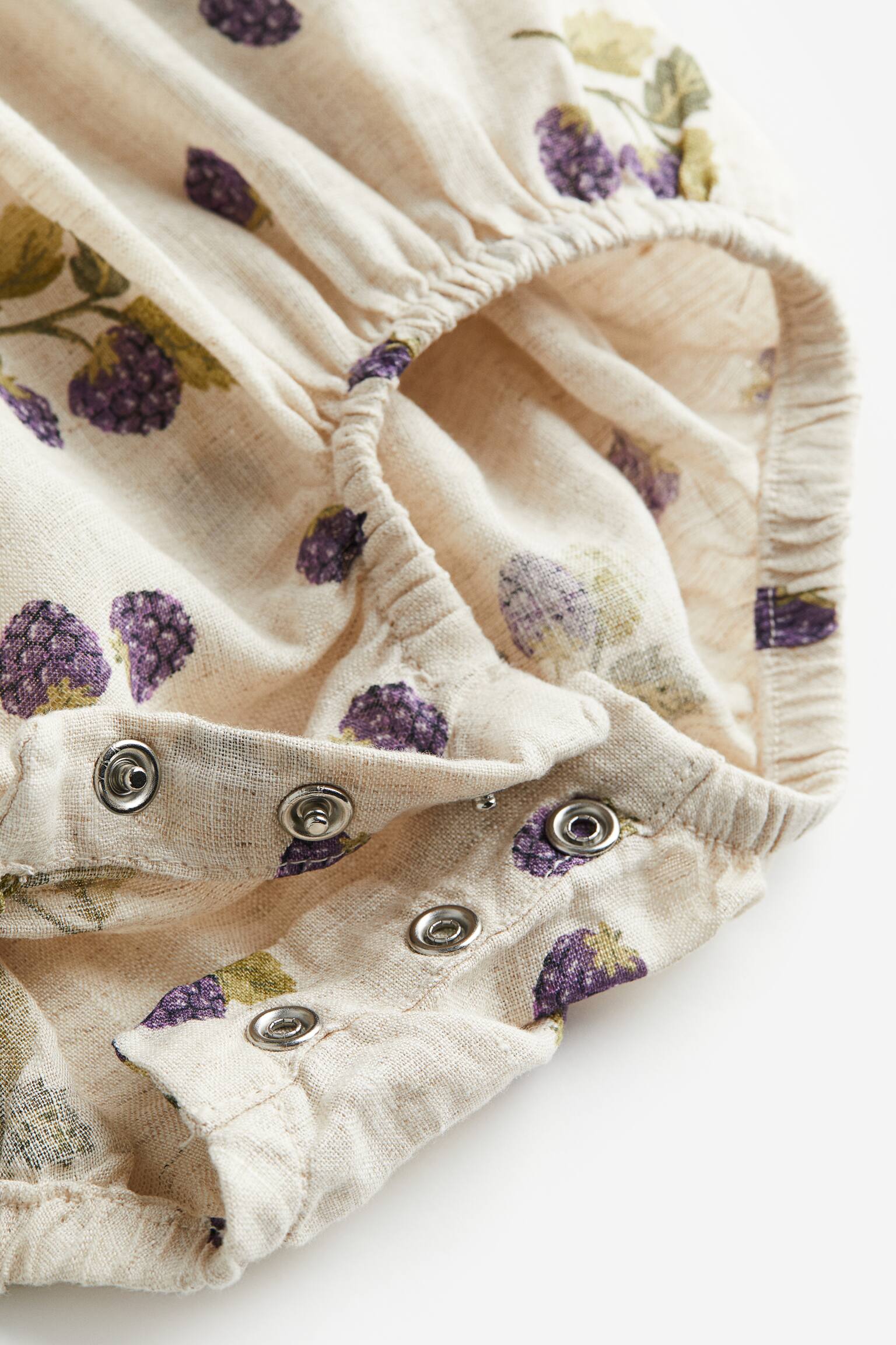 Linen Romper - Light beige/Blackberries - 3