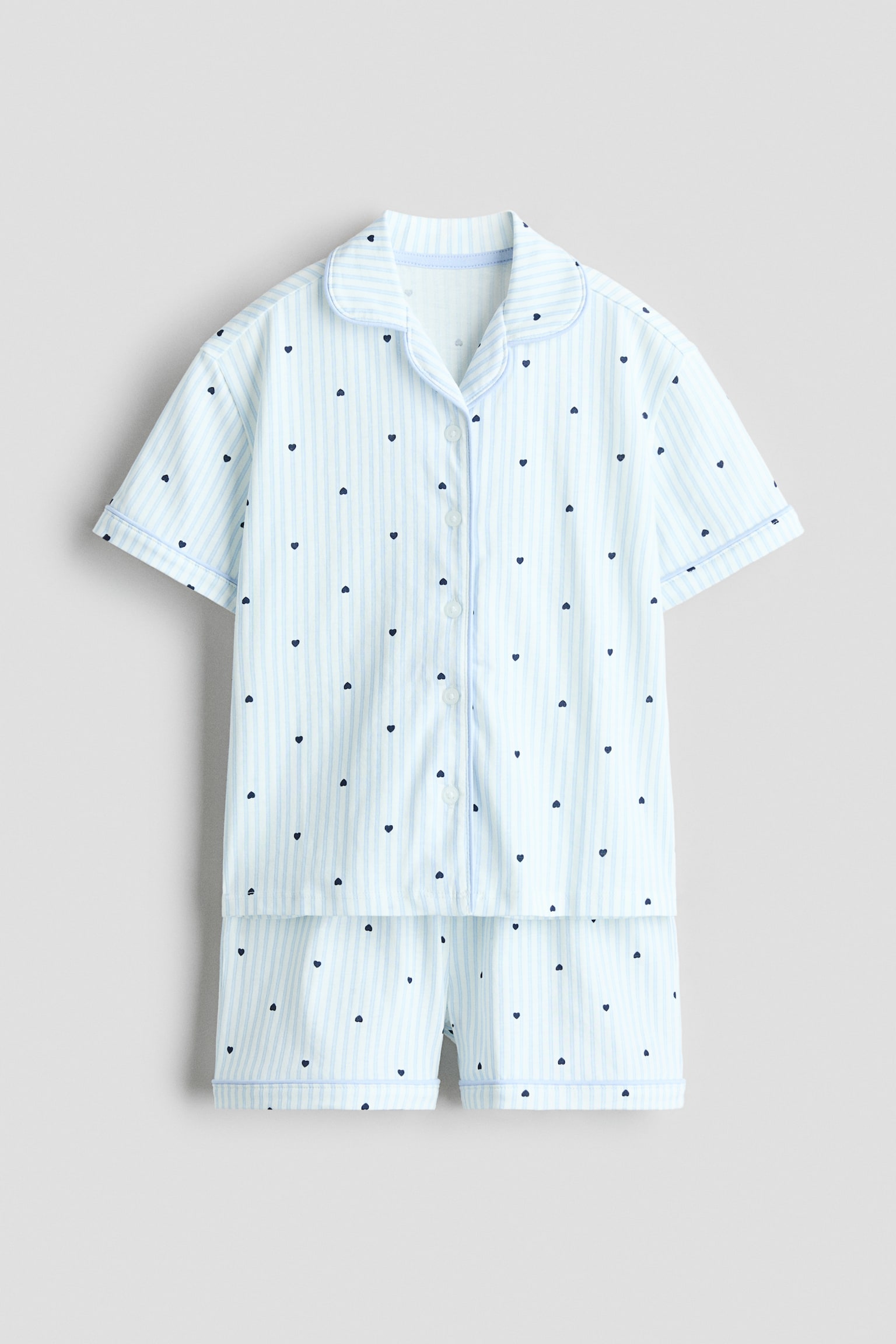 Patterned jersey pyjamas - Light blue/Hearts