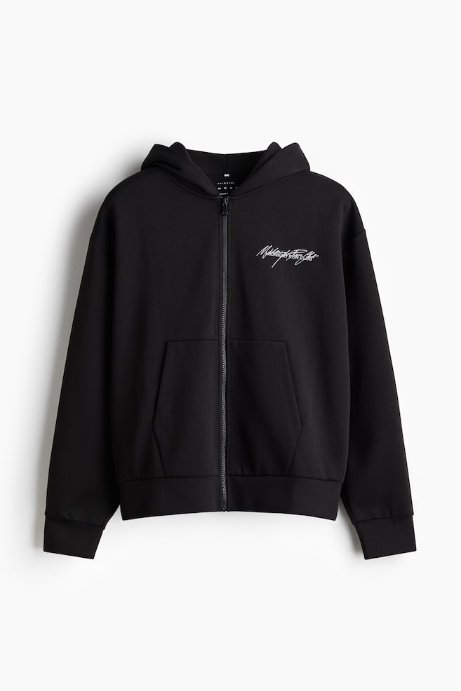 Oversized Fit Zip-through hoodie with DryMove™ - Black/Midnight Run Club/Dark grey - 1